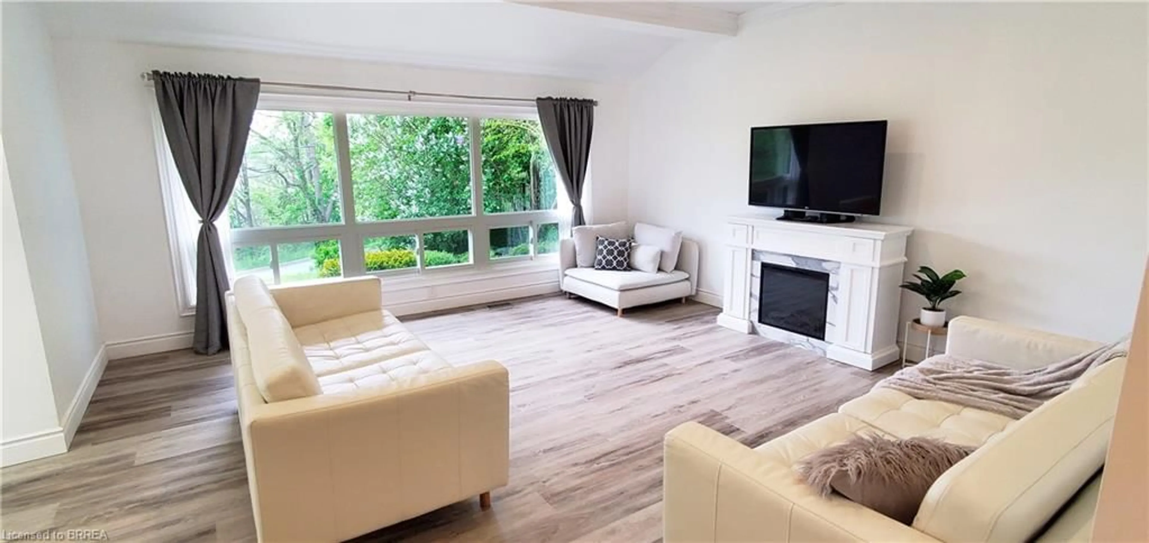 Living room with furniture, wood/laminate floor for 65 Broadway St, Paris Ontario N3L 2S7