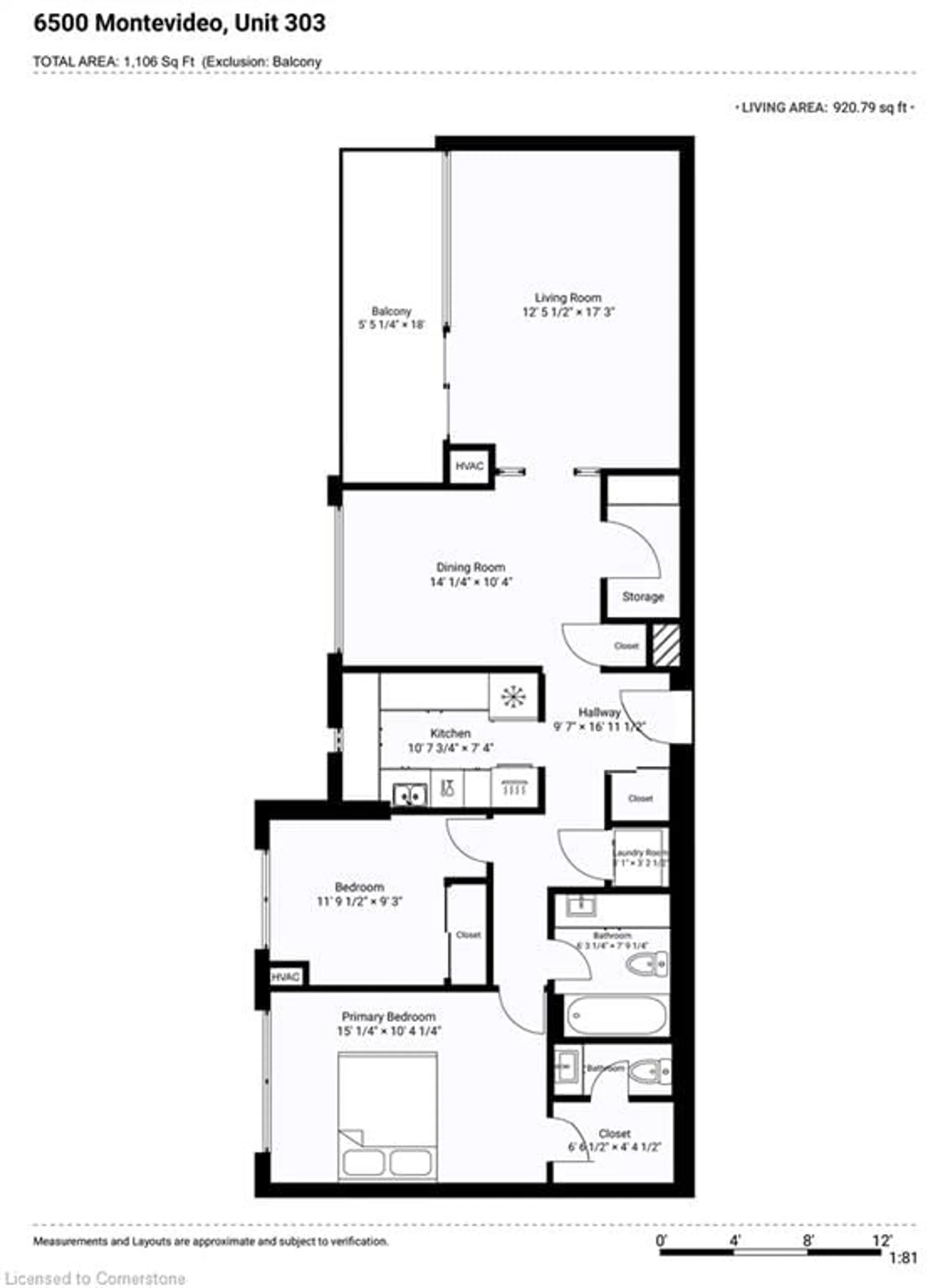 Floor plan for 6500 Montevideo Rd #303, Mississauga Ontario L5N 3T6