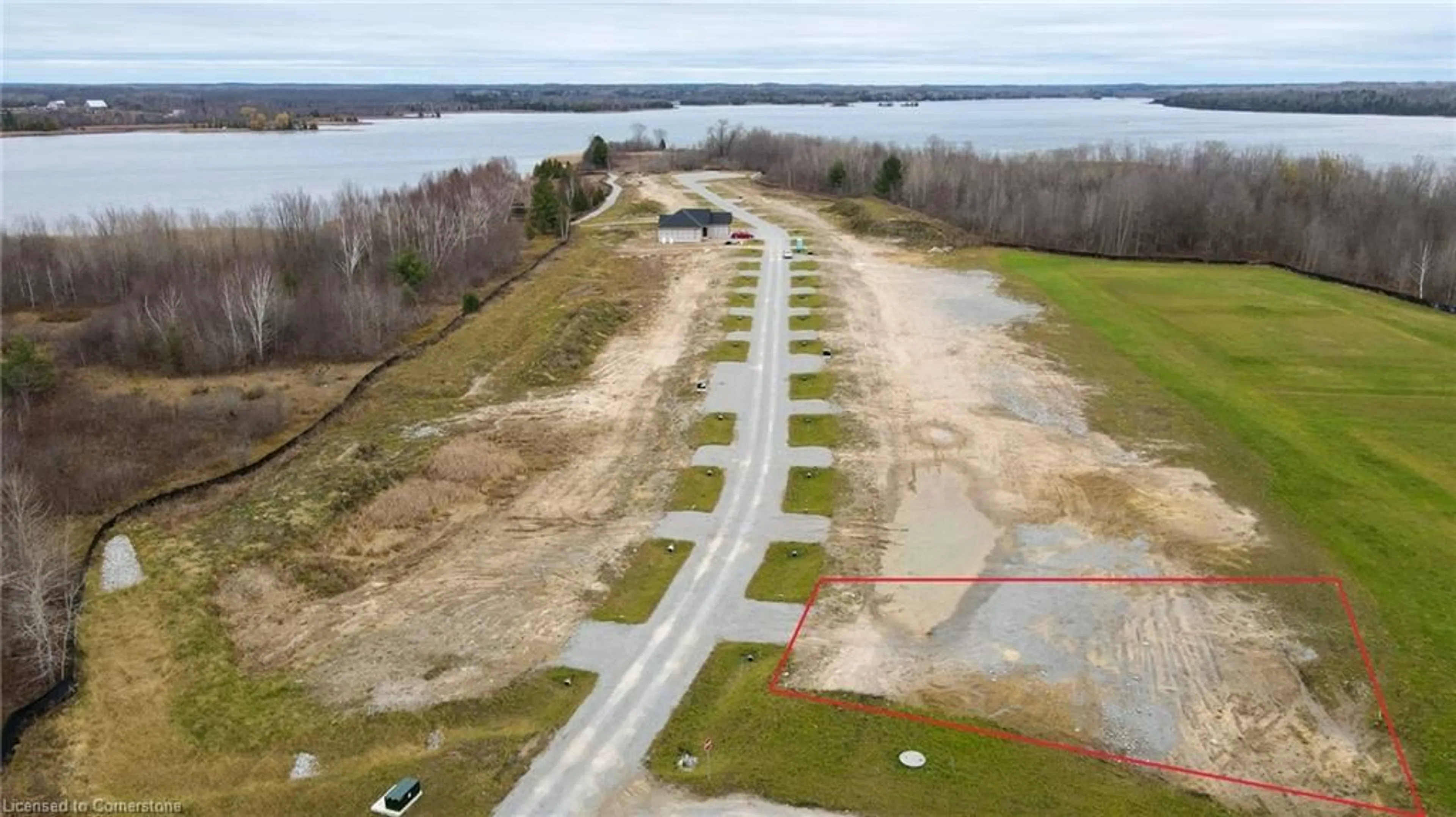 A pic from outside/outdoor area/front of a property/back of a property/a pic from drone, water/lake/river/ocean view for LOT 1 Lovett Lane, Kirkfield Ontario K0M 2B0