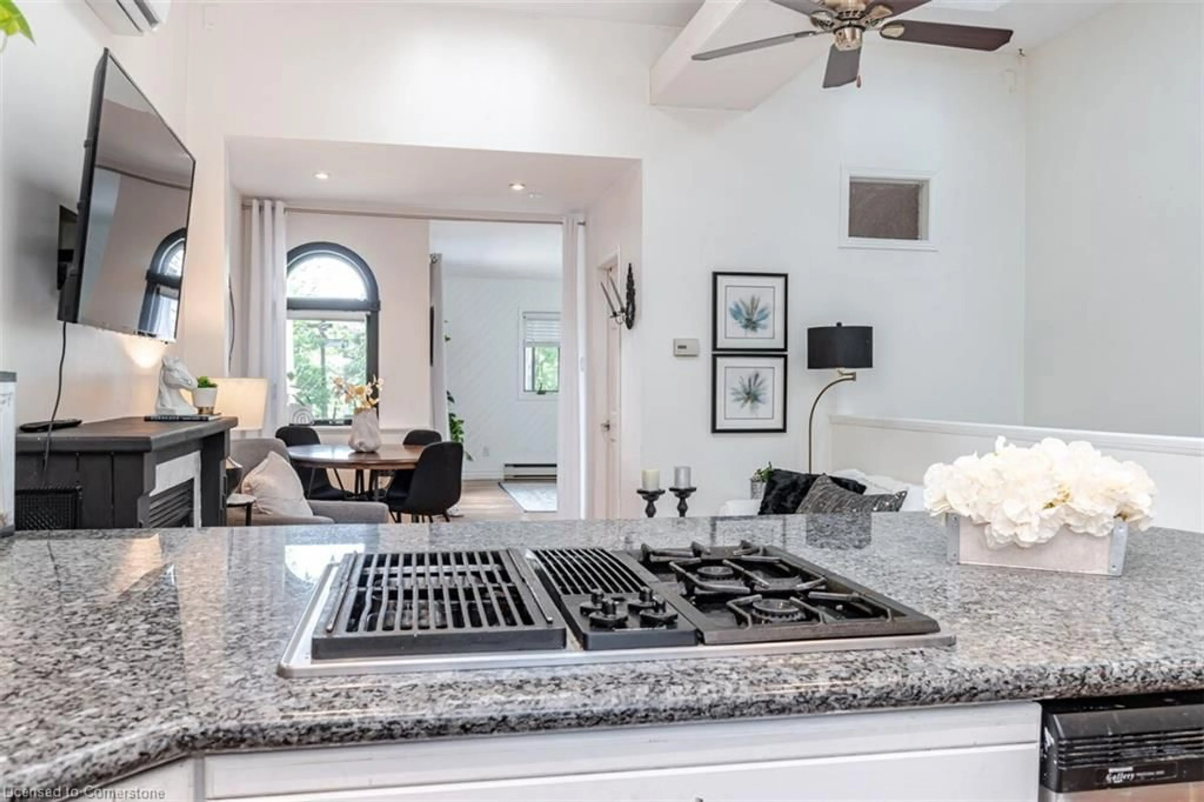 Open concept kitchen, ceramic/tile floor for 62 Florence St, Hamilton Ontario L8R 1W6