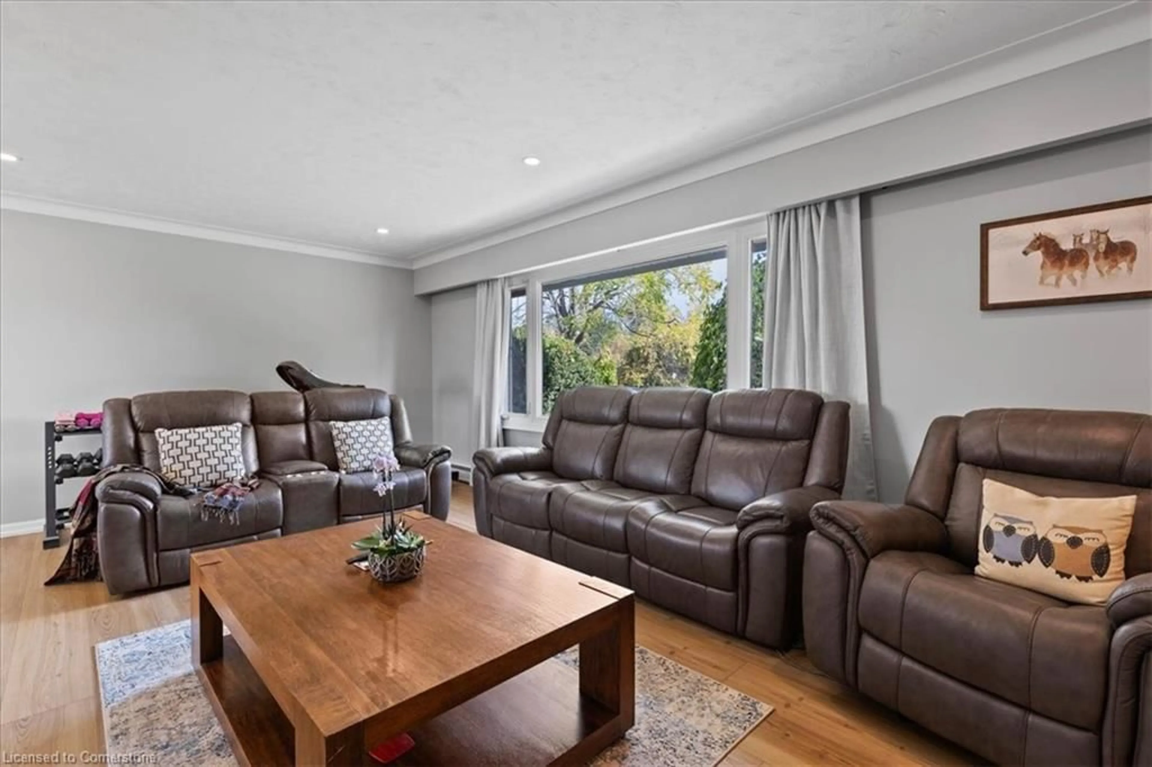 Living room with furniture, wood/laminate floor for 11720 Guelph Line, Milton Ontario L0P 1B0