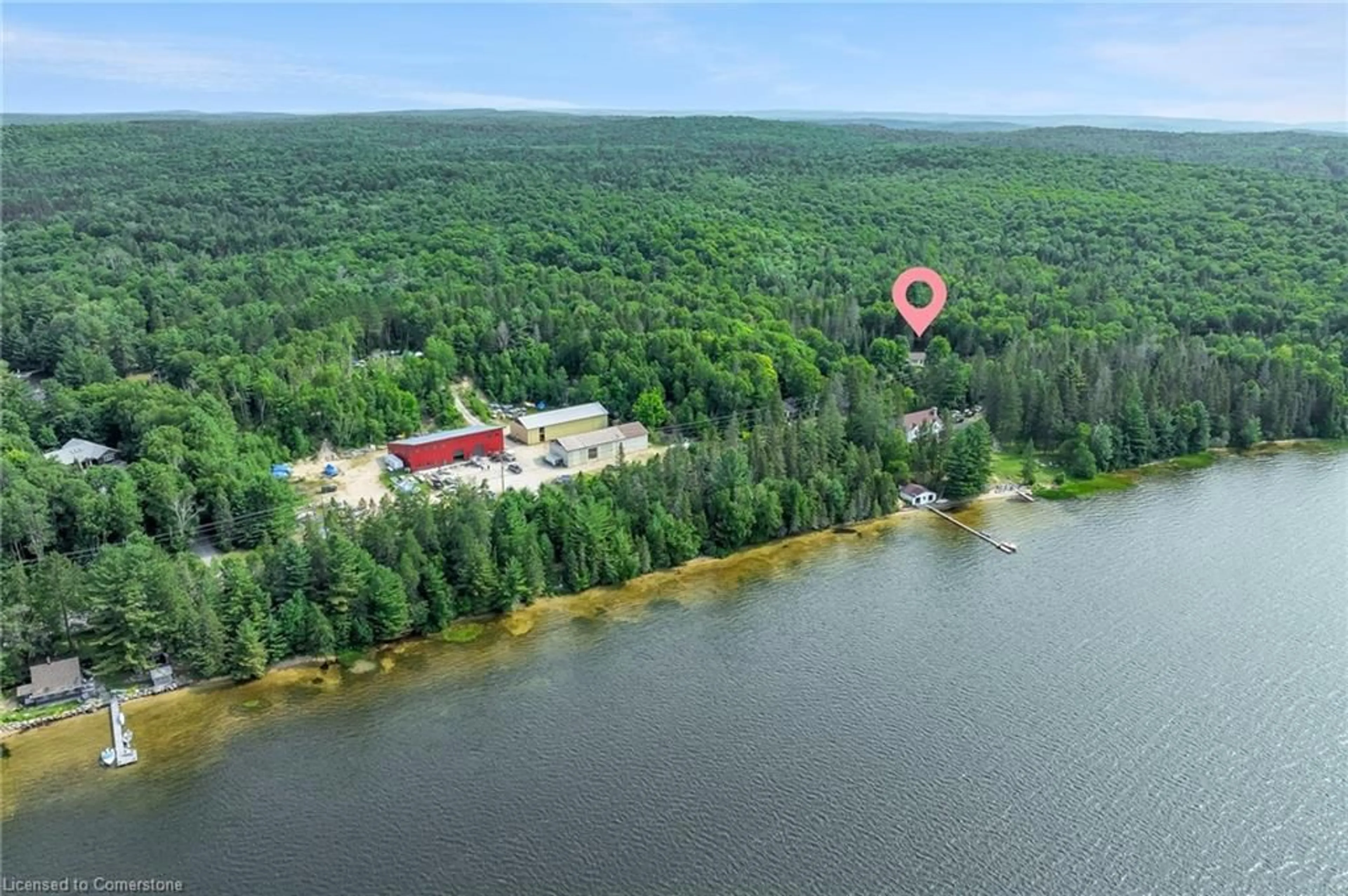 A pic from outside/outdoor area/front of a property/back of a property/a pic from drone, water/lake/river/ocean view for 2288 Eagle Lk Rd Rd, Machar Ontario P0A 1X0