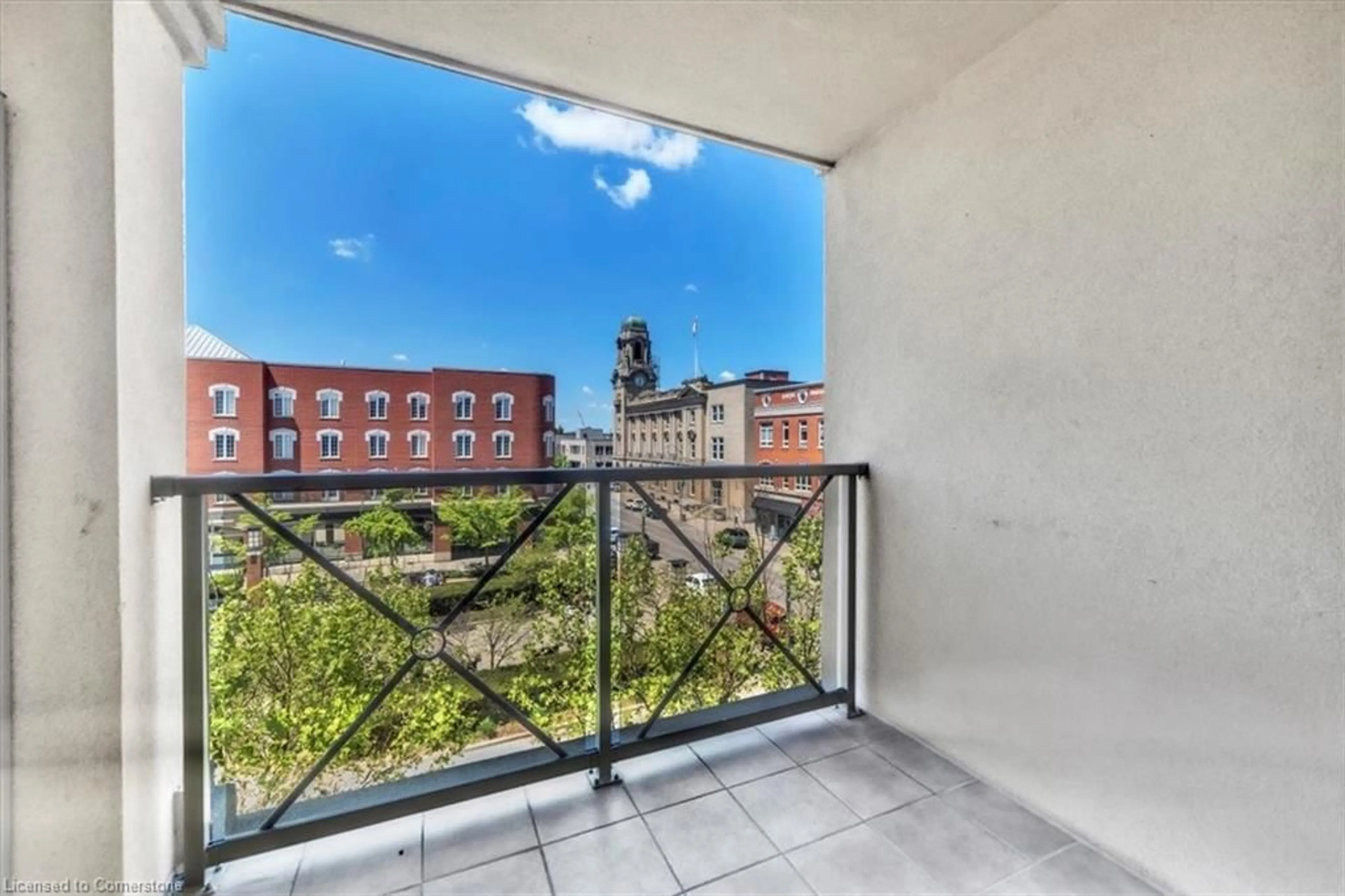 Balcony in the apartment, city buildings view from balcony for 150 Colborne St St #302, Brantford Ontario N3T 2G6