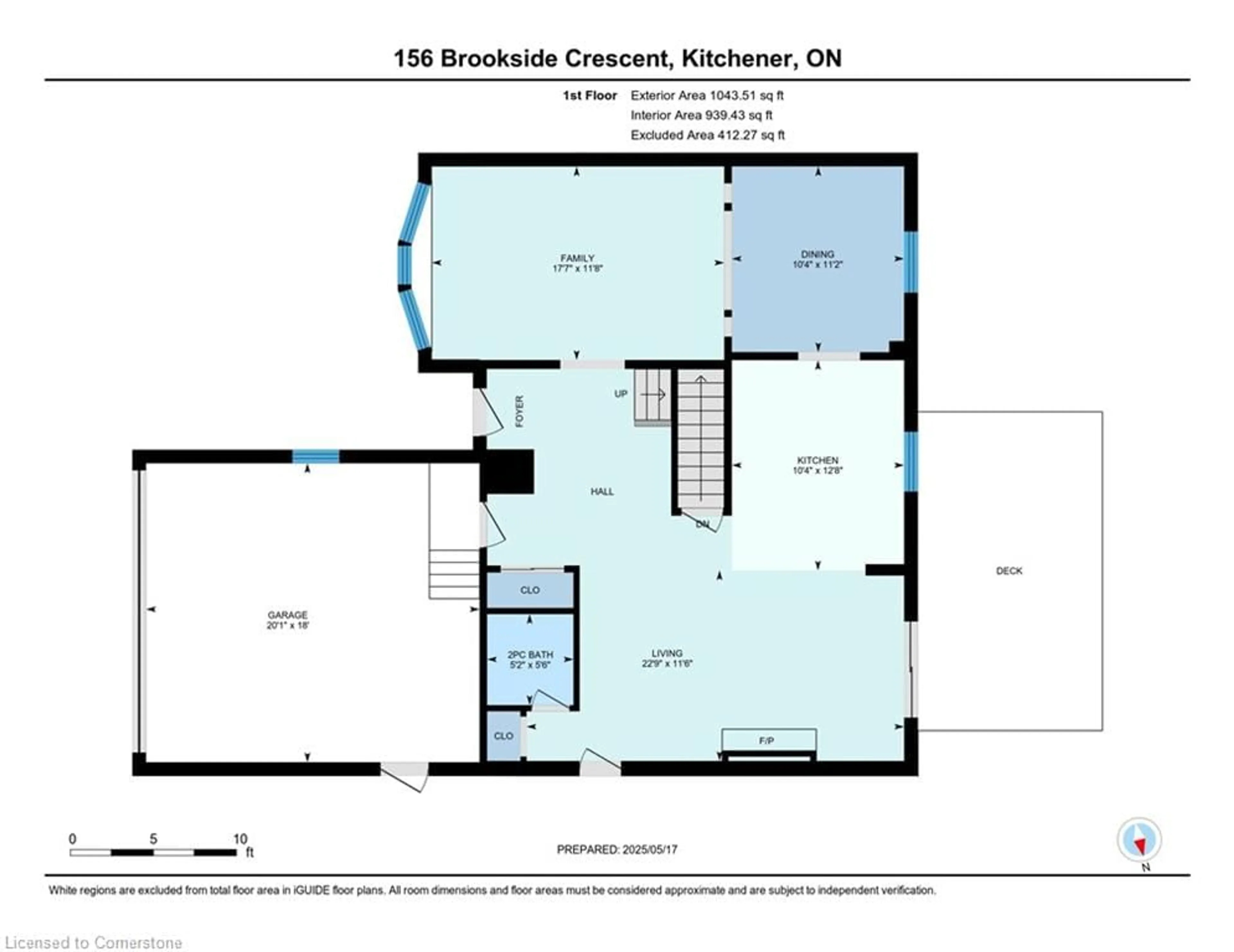 Floor plan for 156 Brookside Cres, Kitchener Ontario N2N 1H1