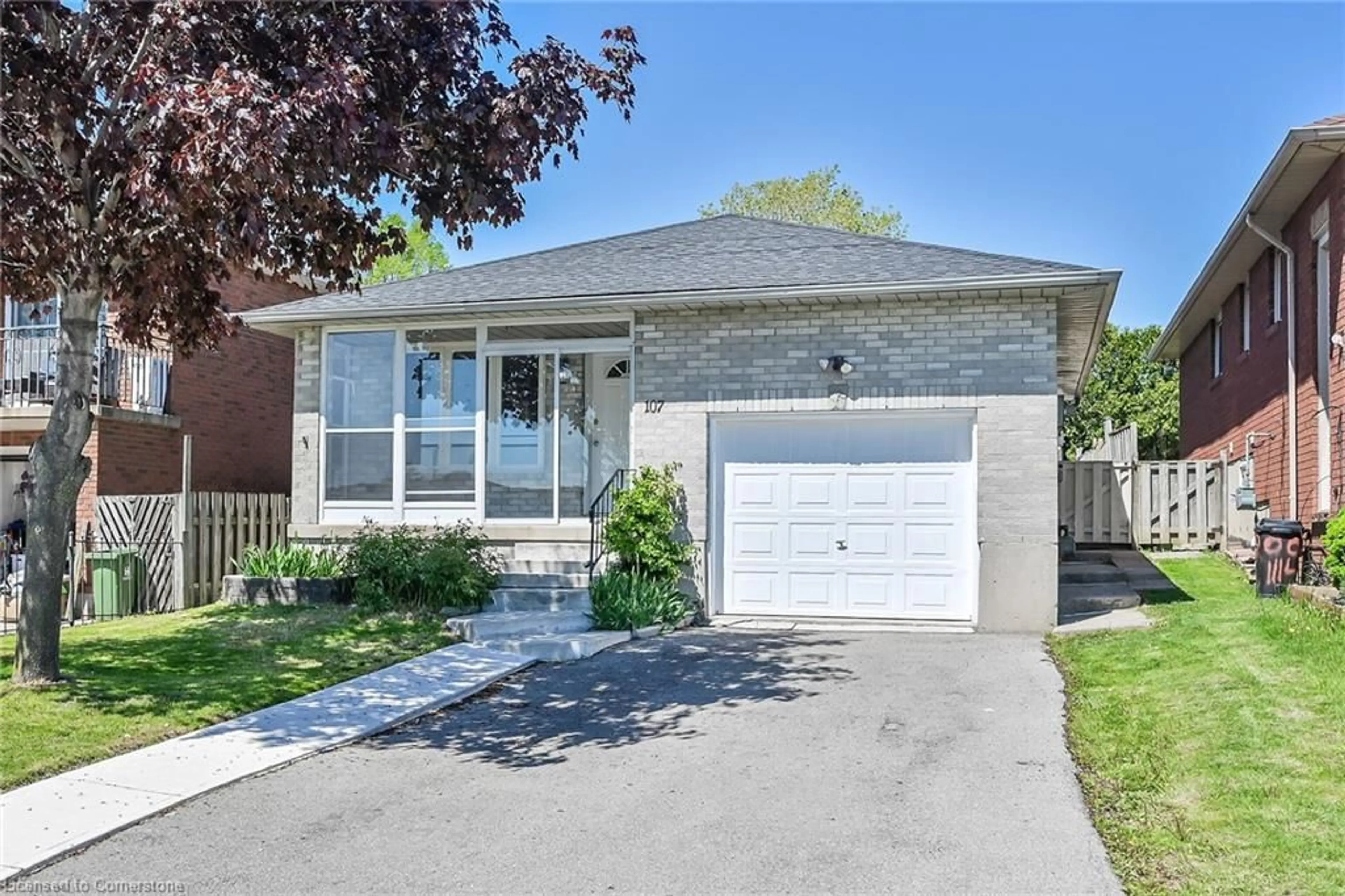 Home with brick exterior material, street for 107 Leggett Cres, Hamilton Ontario L8W 2A5