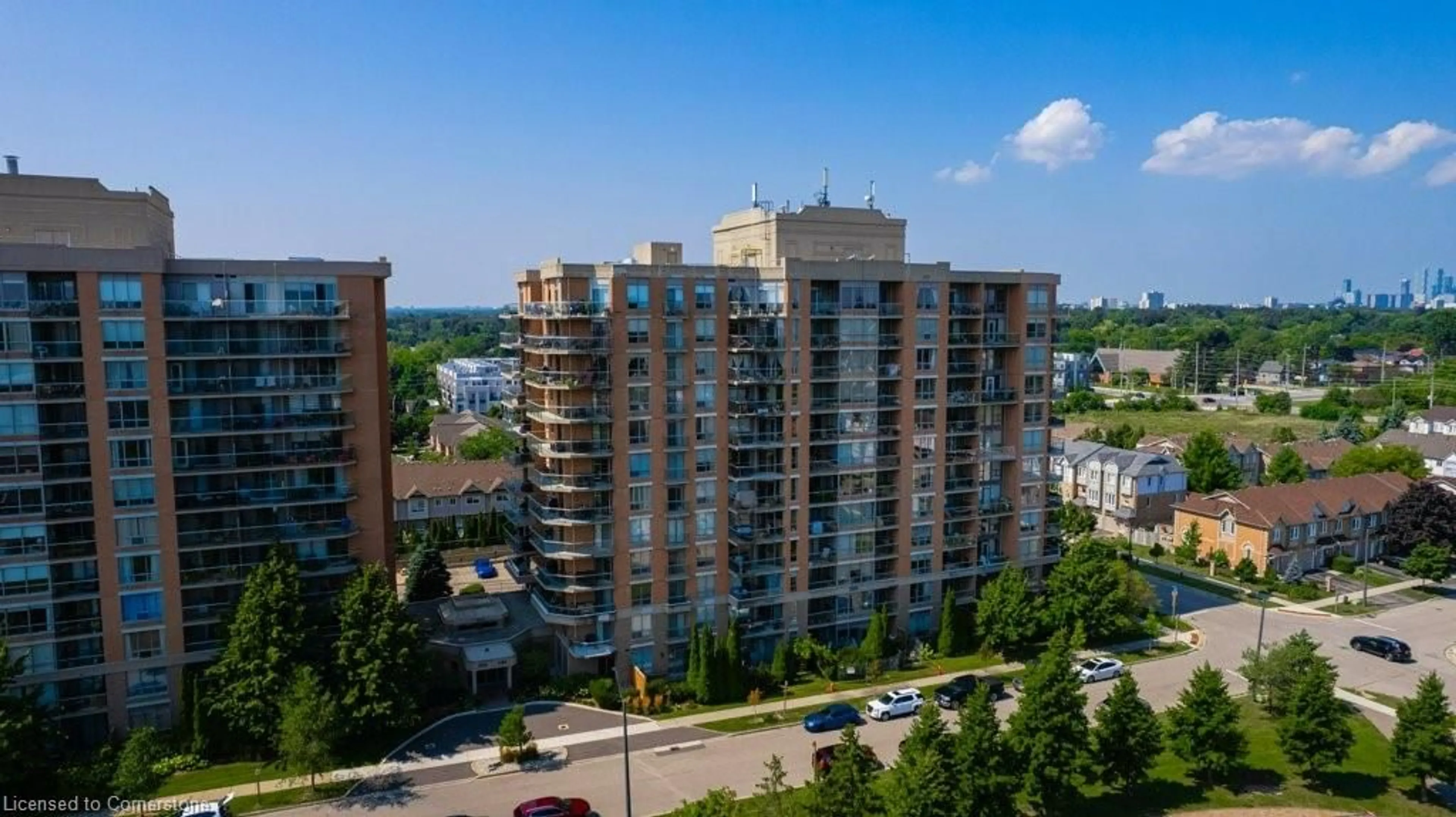 A pic from outside/outdoor area/front of a property/back of a property/a pic from drone, city buildings view from balcony for 1150 Parkwest Pl #101, Mississauga Ontario L5E 3K4
