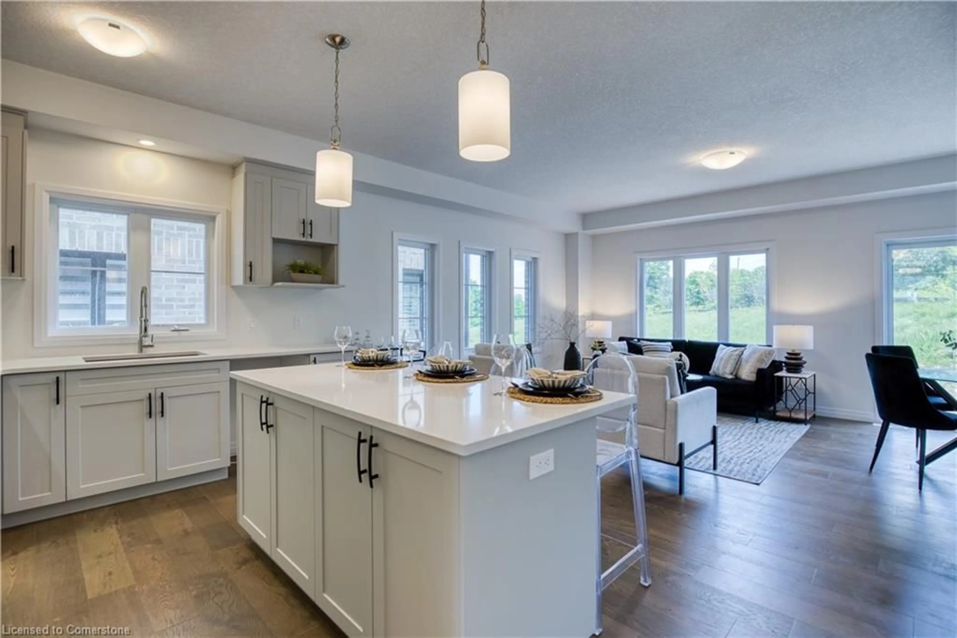 Open concept kitchen, ceramic/tile floor for 41 Queensbrook Cres, Cambridge Ontario N1S 0E5