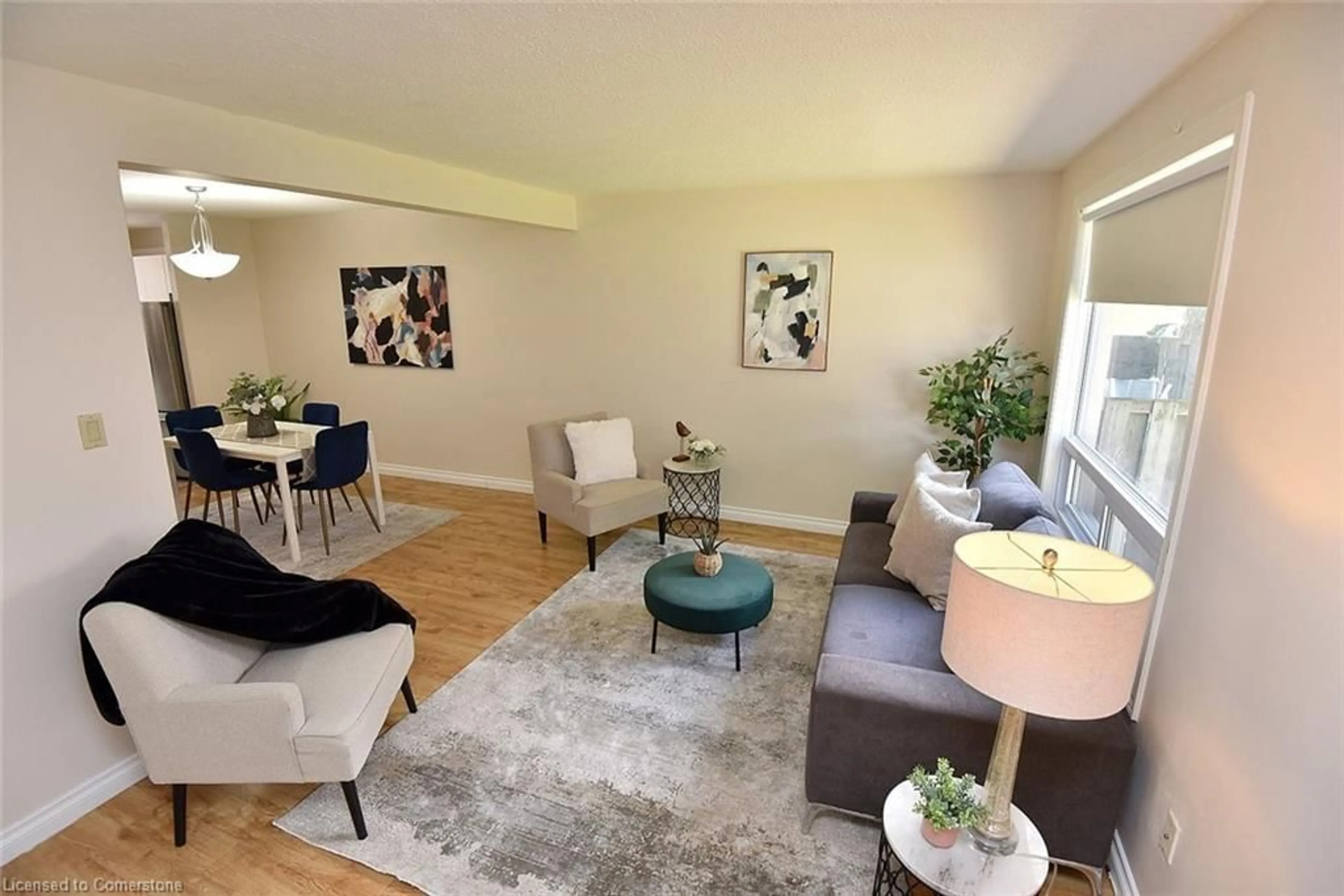 Living room with furniture, wood/laminate floor for 250 Magnolia Dr #62, Hamilton Ontario L9C 6M3