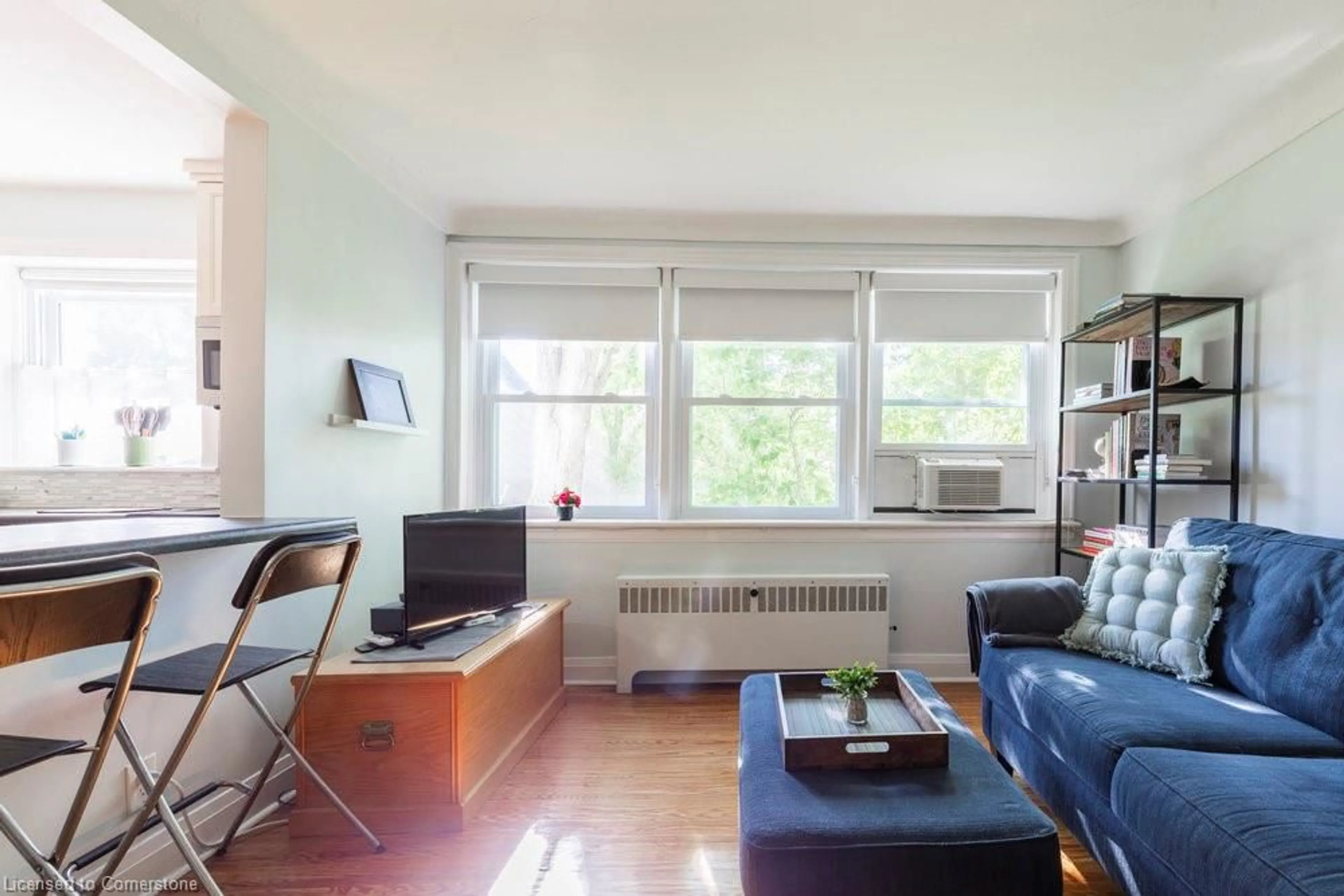Living room with furniture, wood/laminate floor for 2 Stroud Rd #2, Hamilton Ontario L8S 1Z6