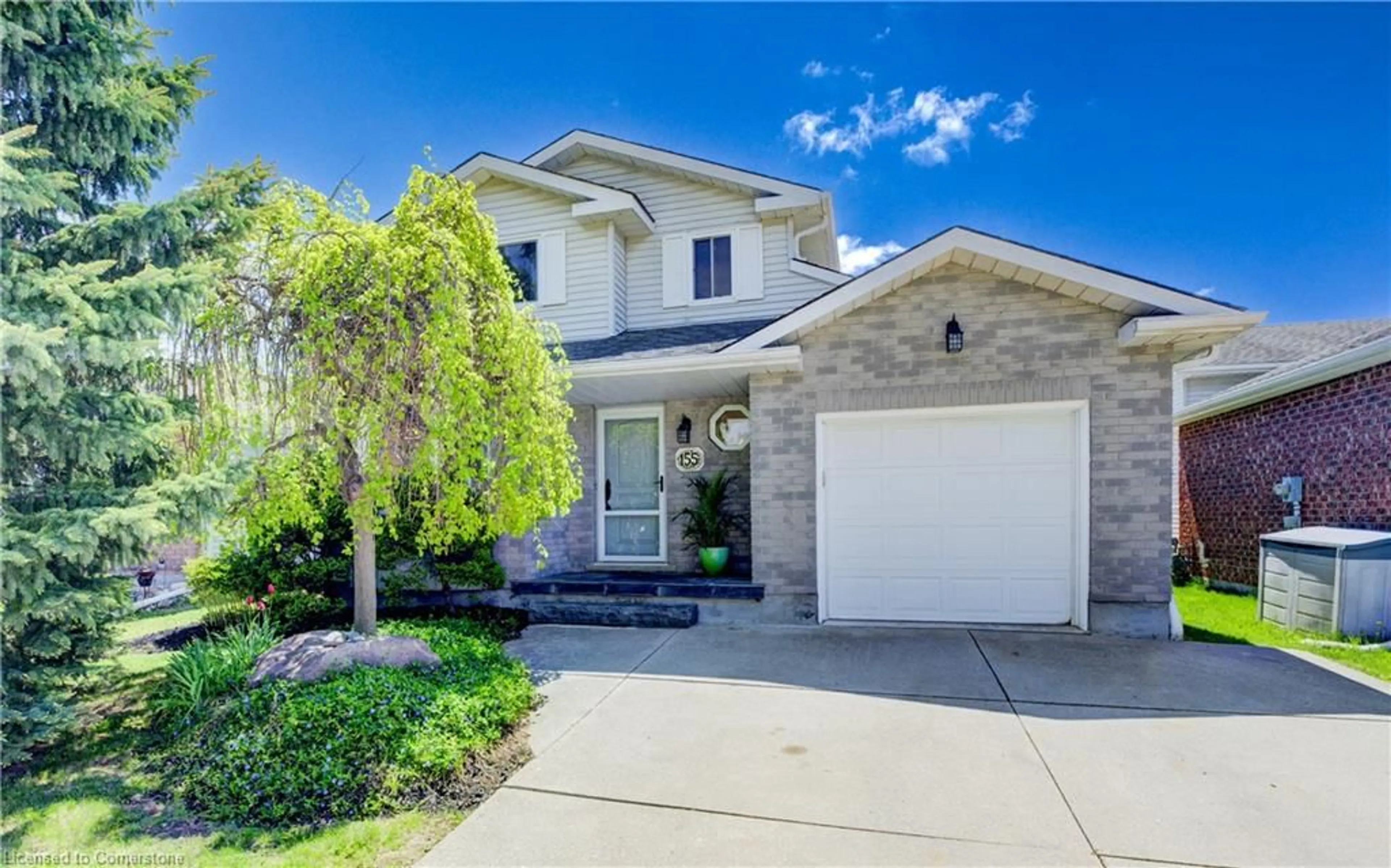 Home with brick exterior material, street for 155 Bankside Dr, Kitchener Ontario N2N 3E4
