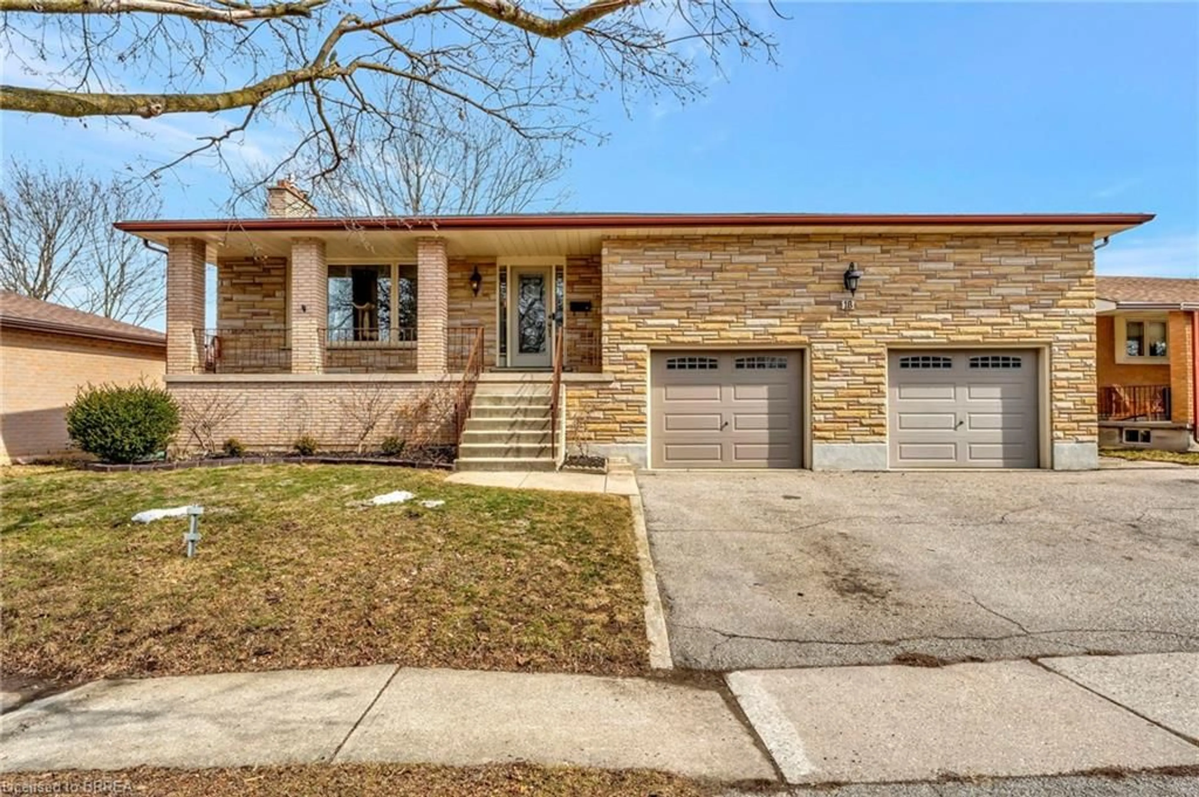 Home with brick exterior material, street for 18 Sprucehill Dr, Brantford Ontario N3R 3R6
