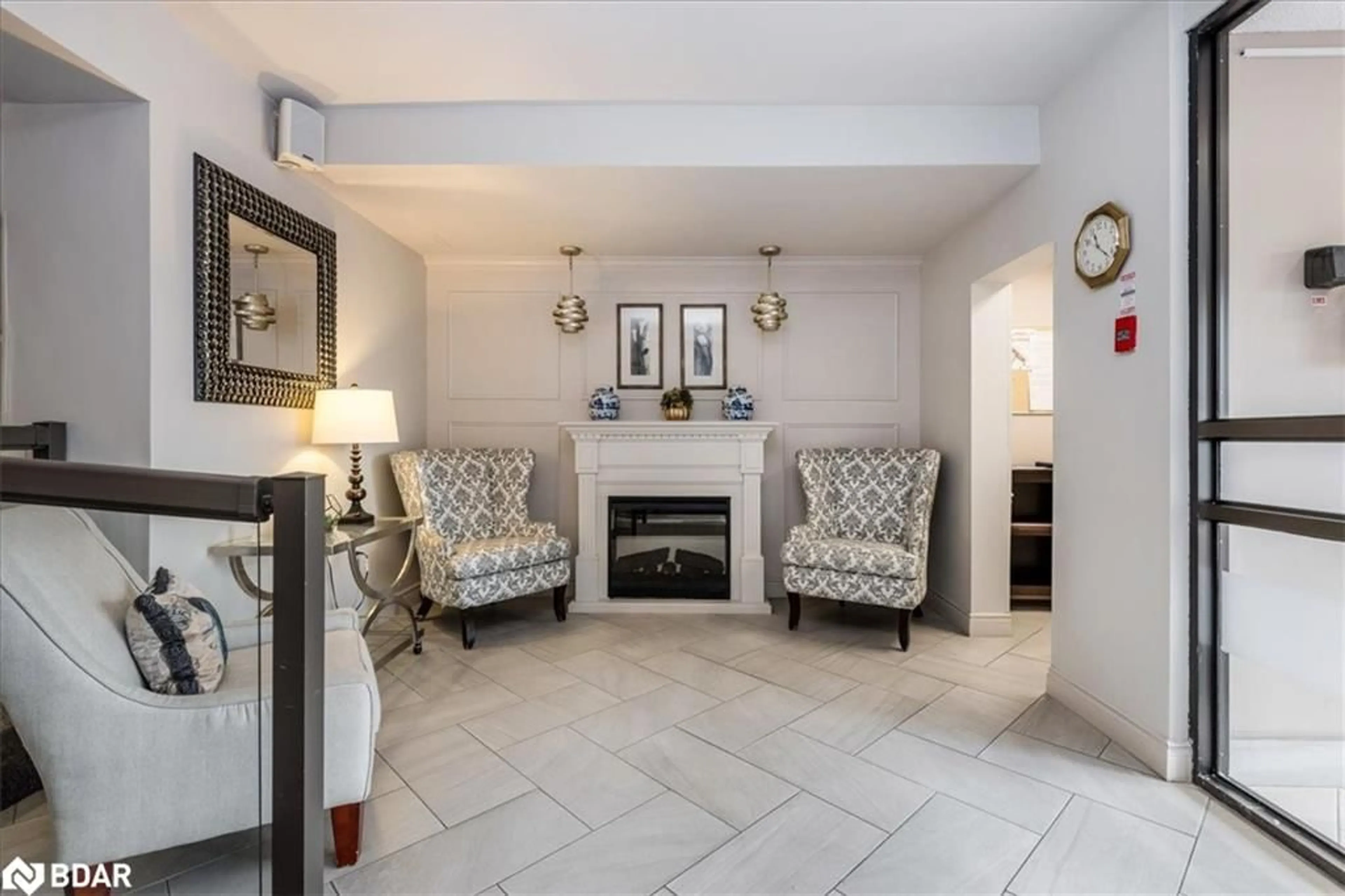 Living room with furniture, ceramic/tile floor for 414 Blake St #103, Barrie Ontario L4M 5J7