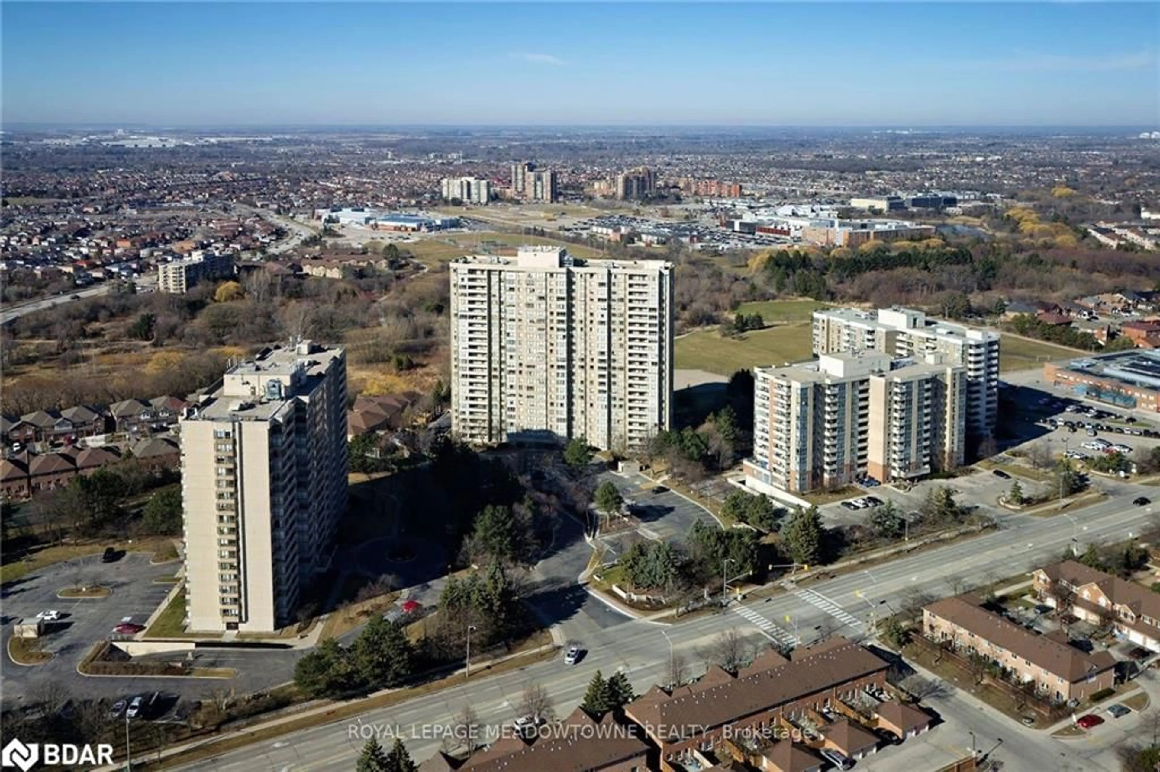 A pic from outside/outdoor area/front of a property/back of a property/a pic from drone, city buildings view from balcony for 30 Malta Ave #2110, Peel Ontario L6Y 4S5
