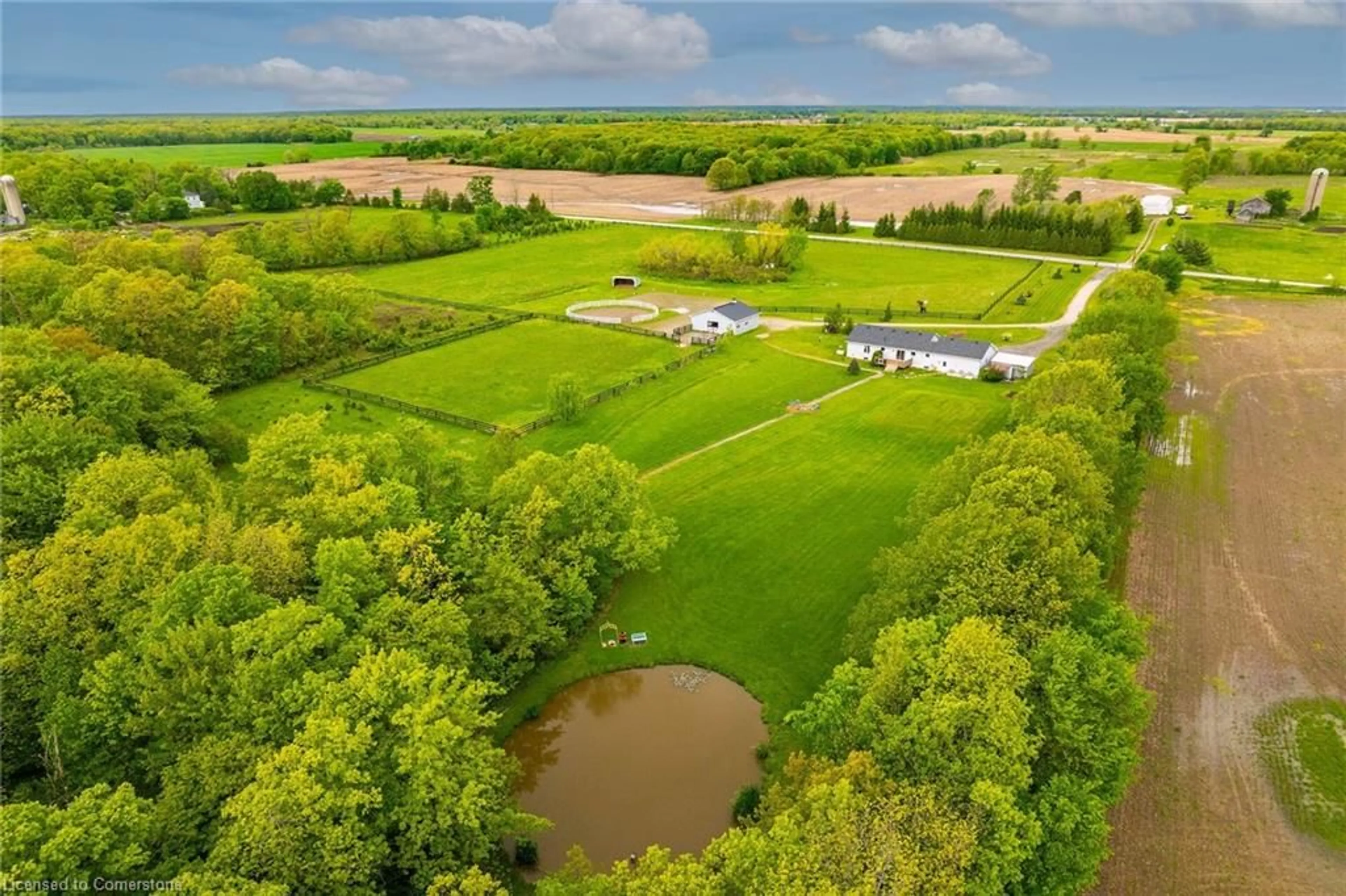 A pic from outside/outdoor area/front of a property/back of a property/a pic from drone, water/lake/river/ocean view for 726 Indiana Rd, Canfield Ontario N0A 1C0