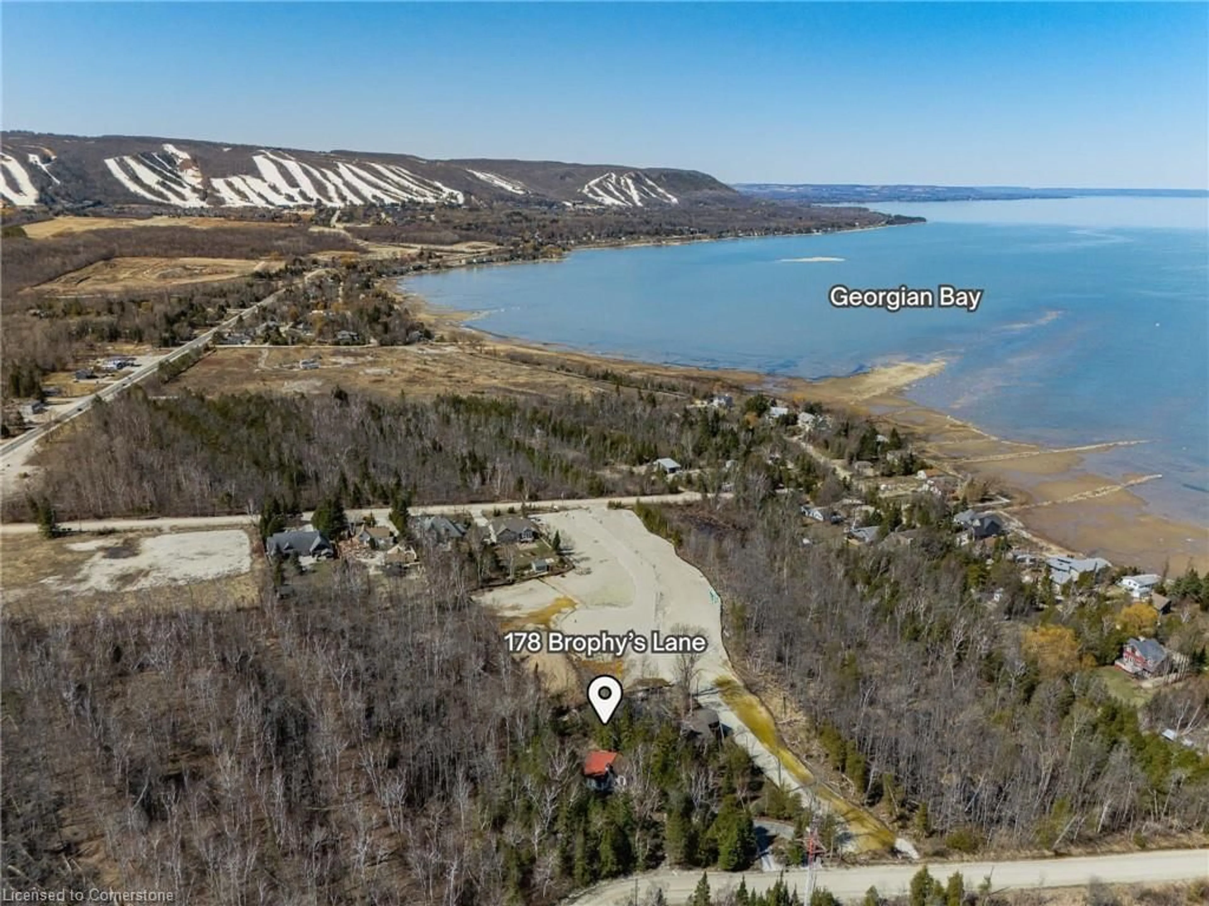 A pic from outside/outdoor area/front of a property/back of a property/a pic from drone, water/lake/river/ocean view for 178 Brophy's Lane, The Blue Mountains Ontario L9Y 0K3