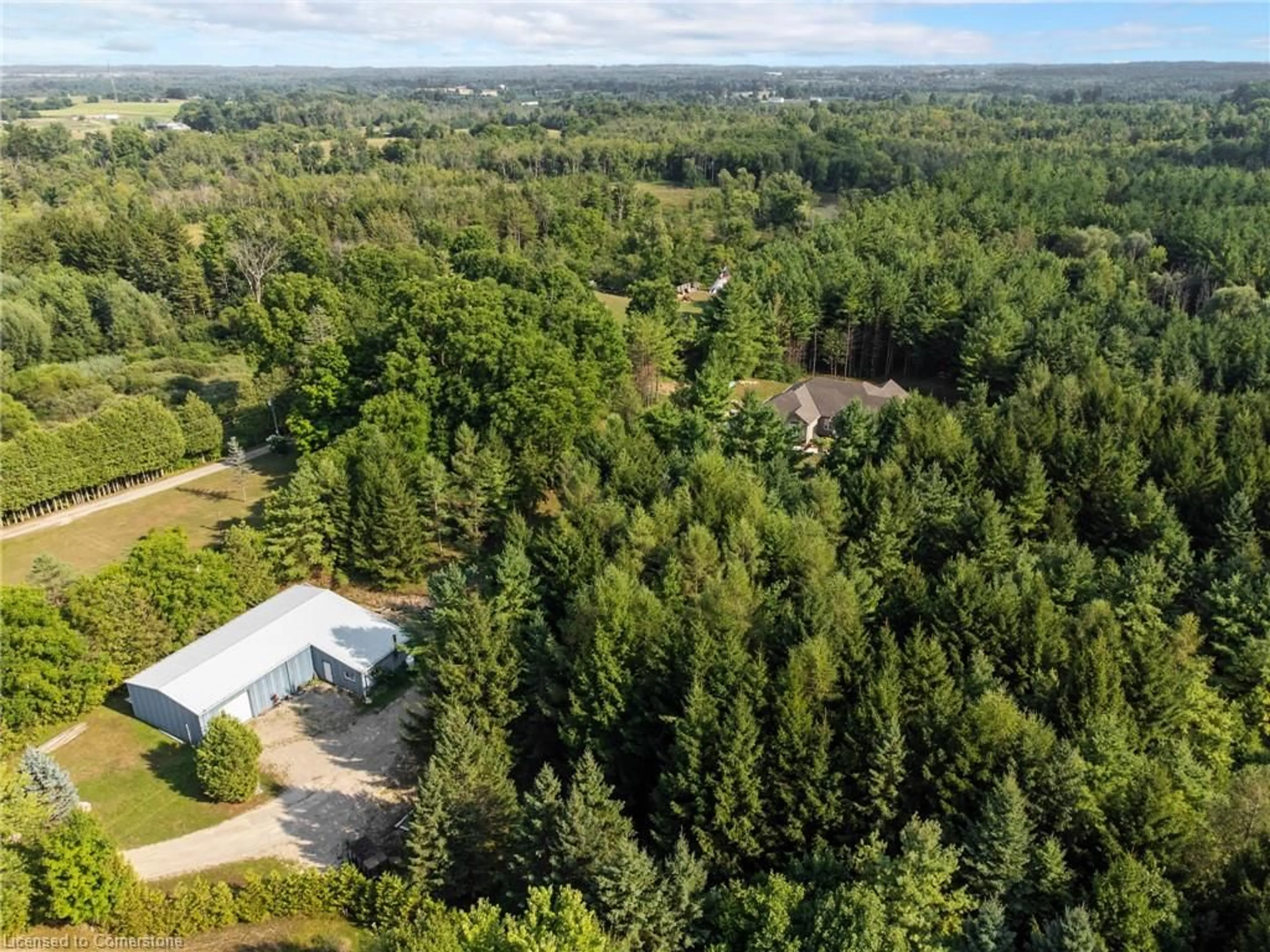 A pic from outside/outdoor area/front of a property/back of a property/a pic from drone, forest/trees view for 6845 Wellington Road 34, Puslinch Ontario N3C 2V4