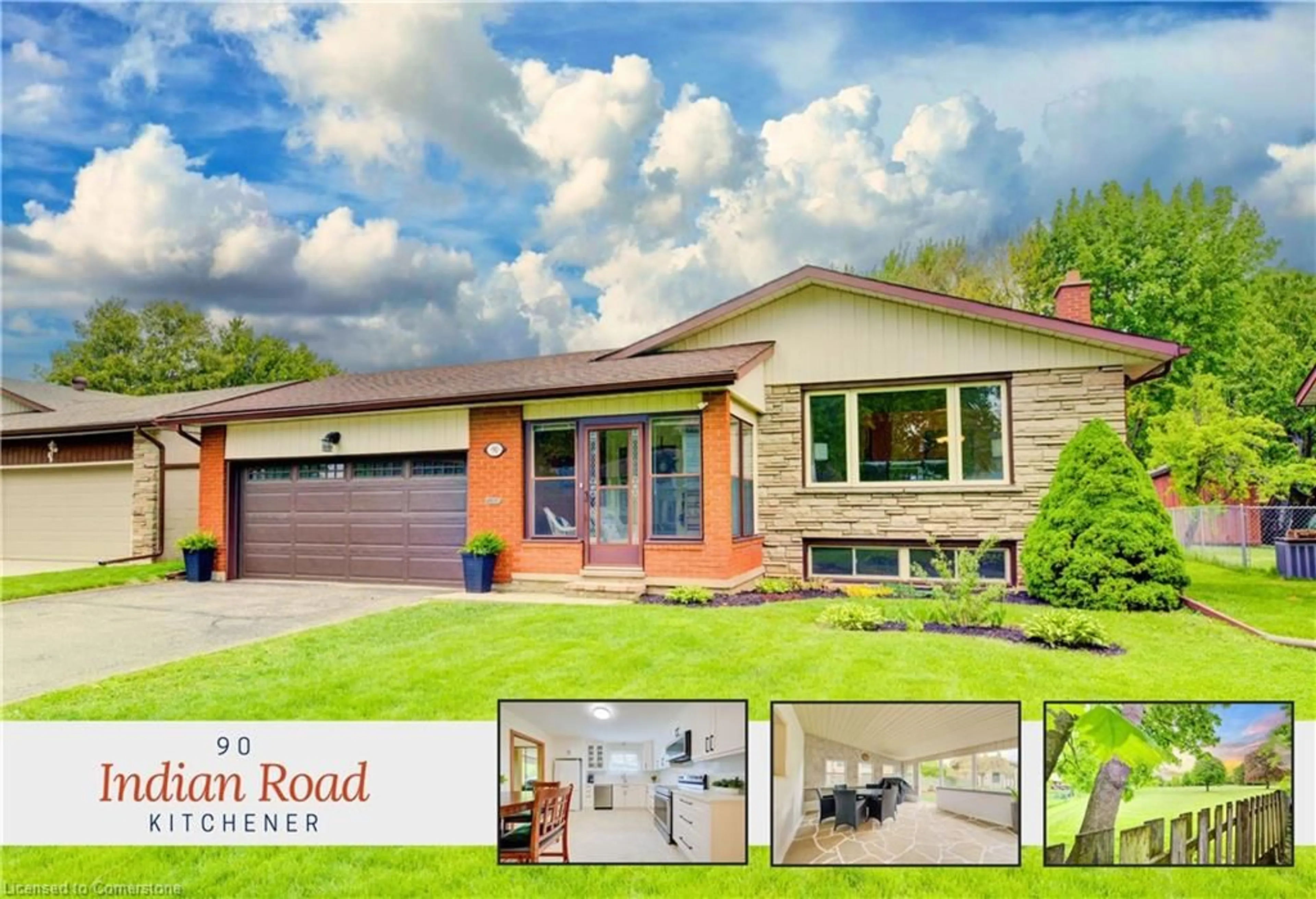 Home with brick exterior material, street for 90 Indian Rd, Kitchener Ontario N2B 2S5