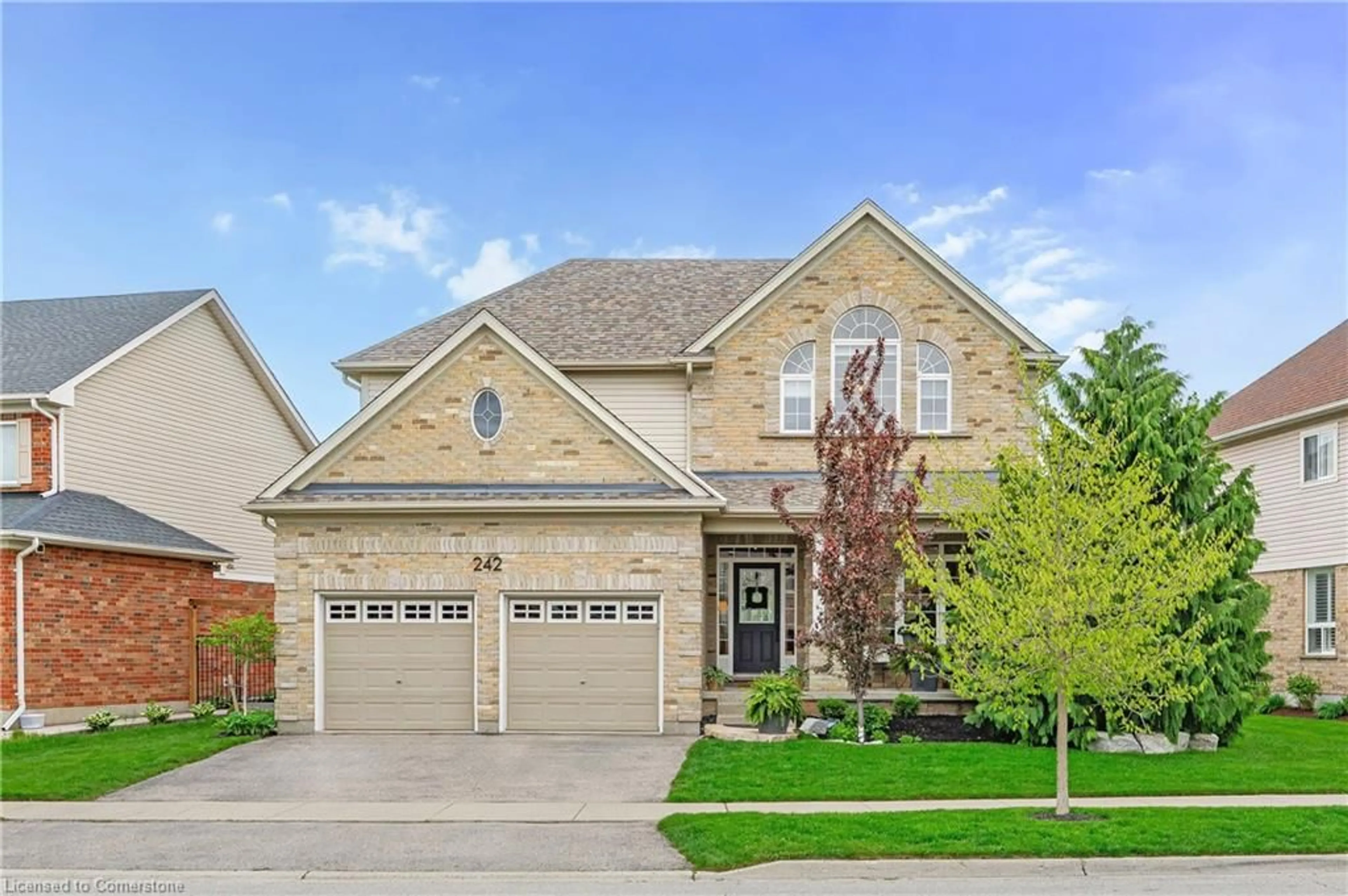 Home with brick exterior material, street for 242 Waterbend Cres, Kitchener Ontario N2A 4L3