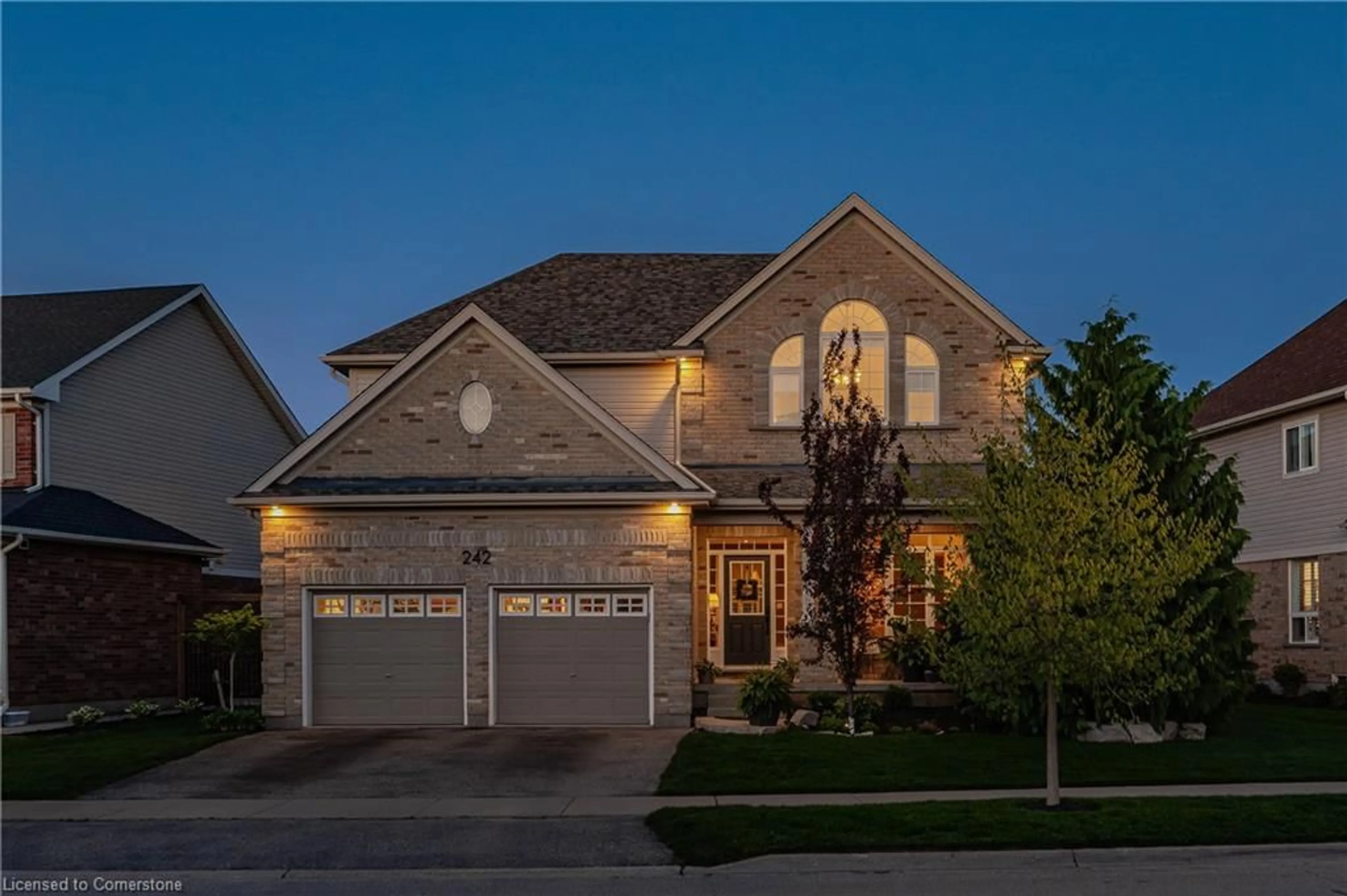 Home with brick exterior material, street for 242 Waterbend Cres, Kitchener Ontario N2A 4L3