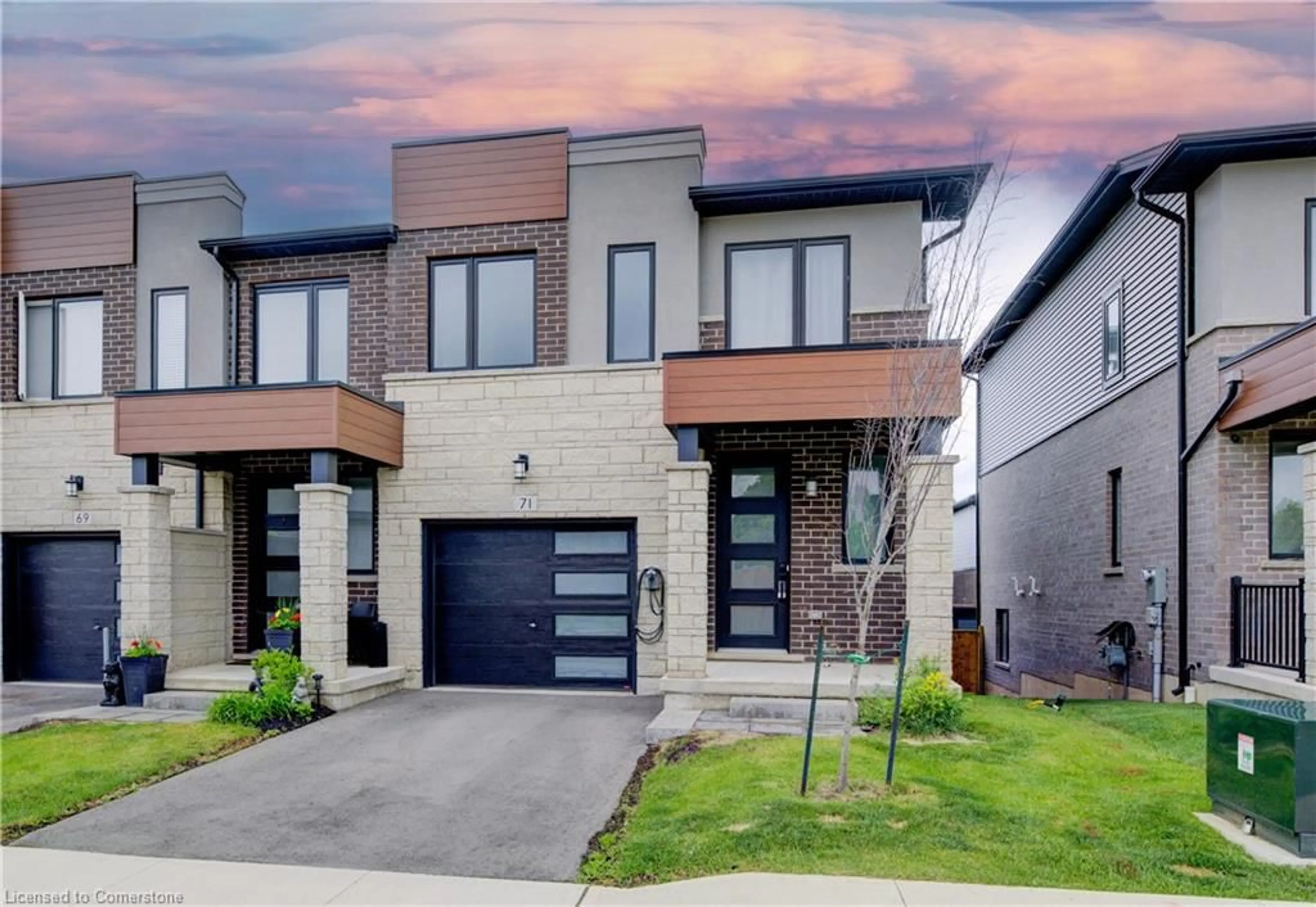 Home with brick exterior material, street for 71 Bensley Lane, Hamilton Ontario L9C 0E9