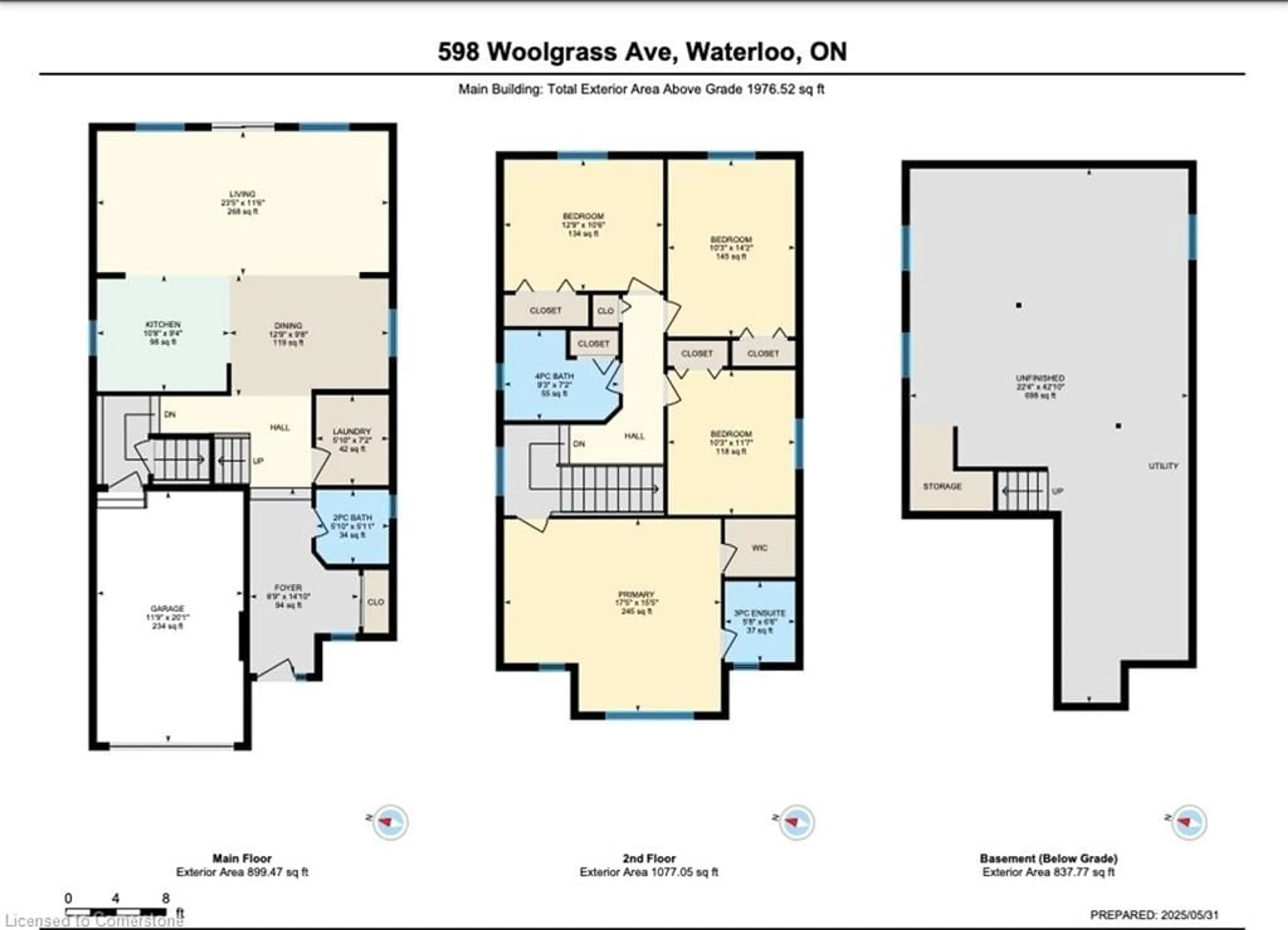 Floor plan for 598 Woolgrass Ave, Waterloo Ontario N2V 2X8