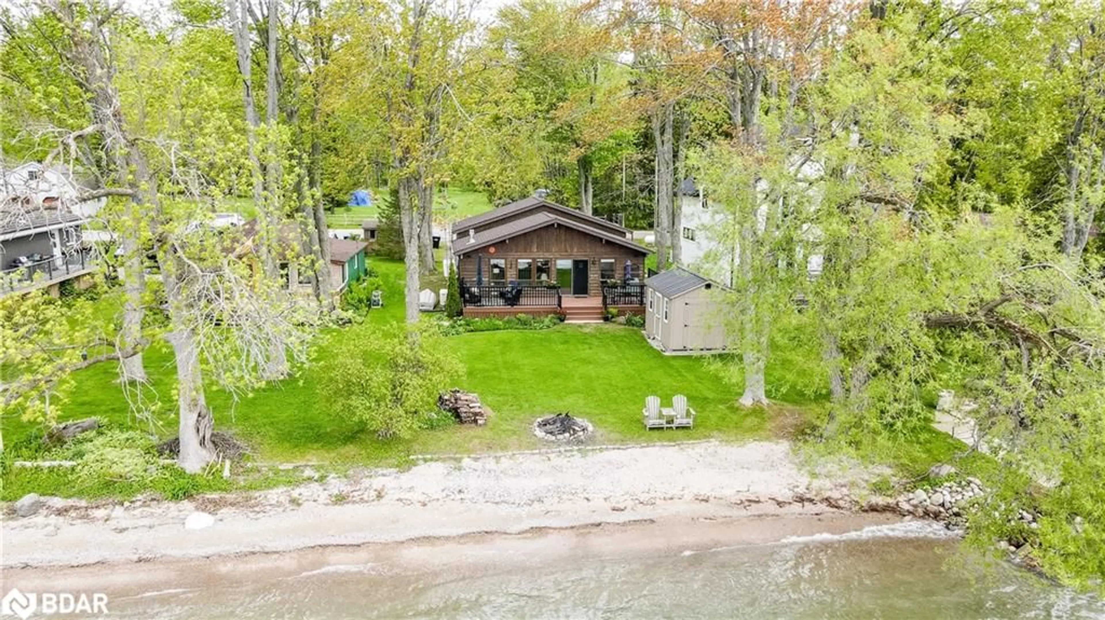 A pic from outside/outdoor area/front of a property/back of a property/a pic from drone, water/lake/river/ocean view for 3822 Glenrest Drive Dr, Ramara Ontario L0K 1B0