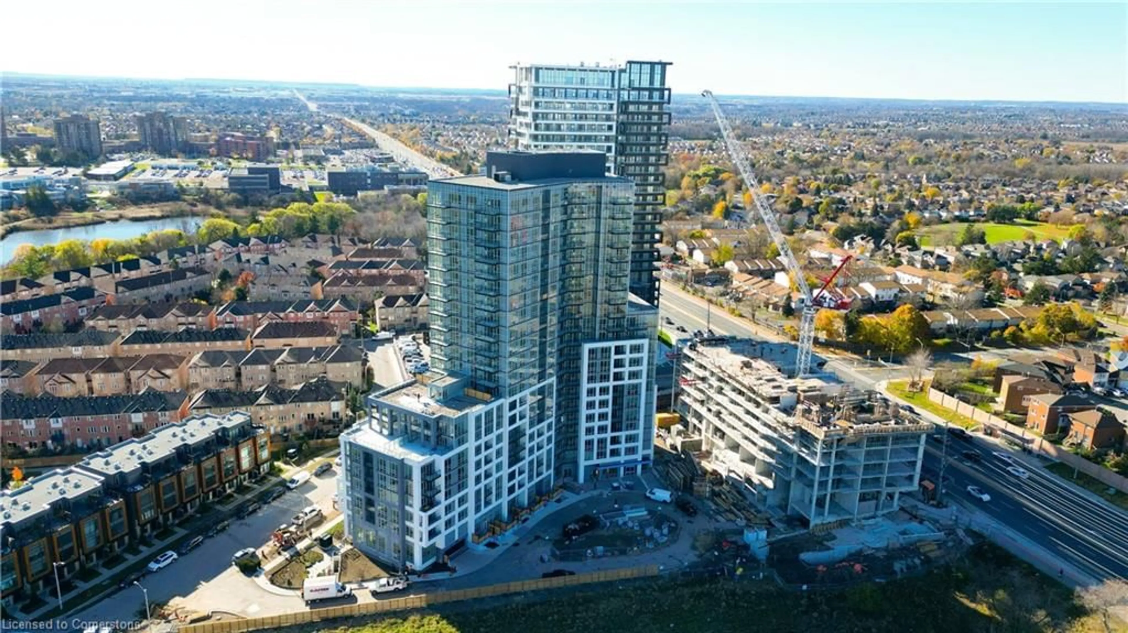 A pic from outside/outdoor area/front of a property/back of a property/a pic from drone, city buildings view from balcony for 225 Malta Ave #421, Brampton Ontario L6Y 6L6
