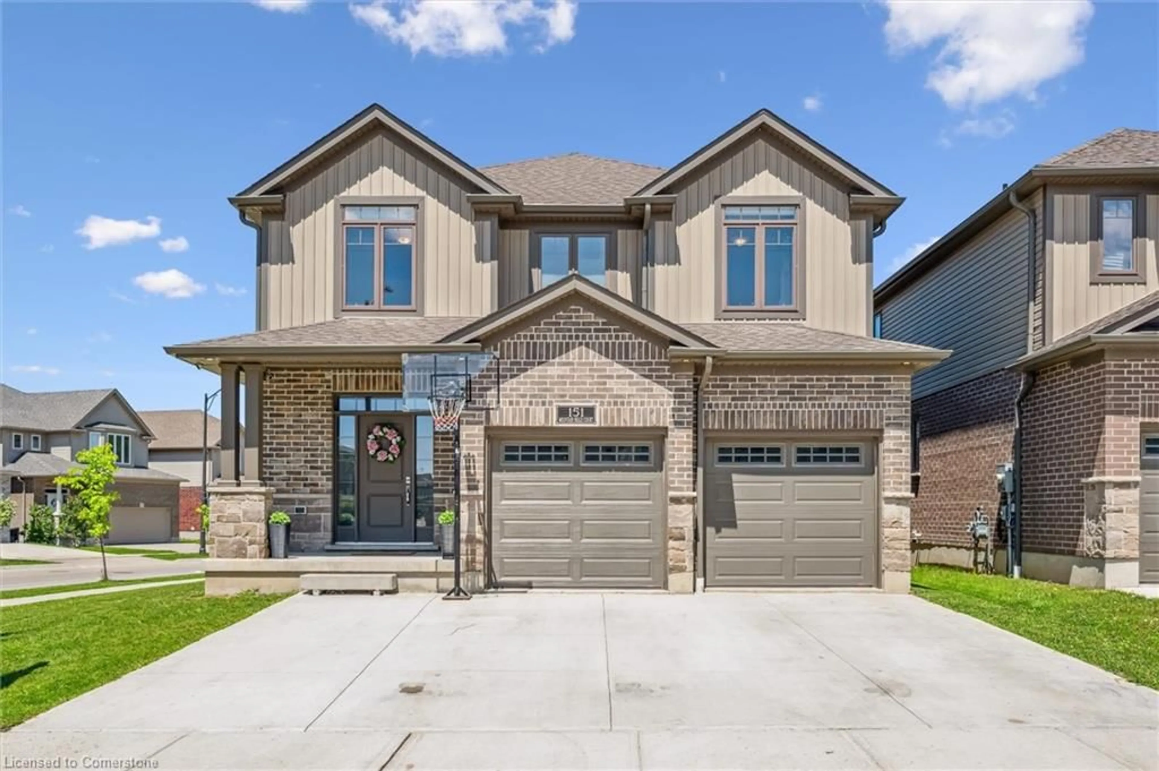 Home with brick exterior material, street for 151 Mountain Holly Crt, Waterloo Ontario N2V 0E1