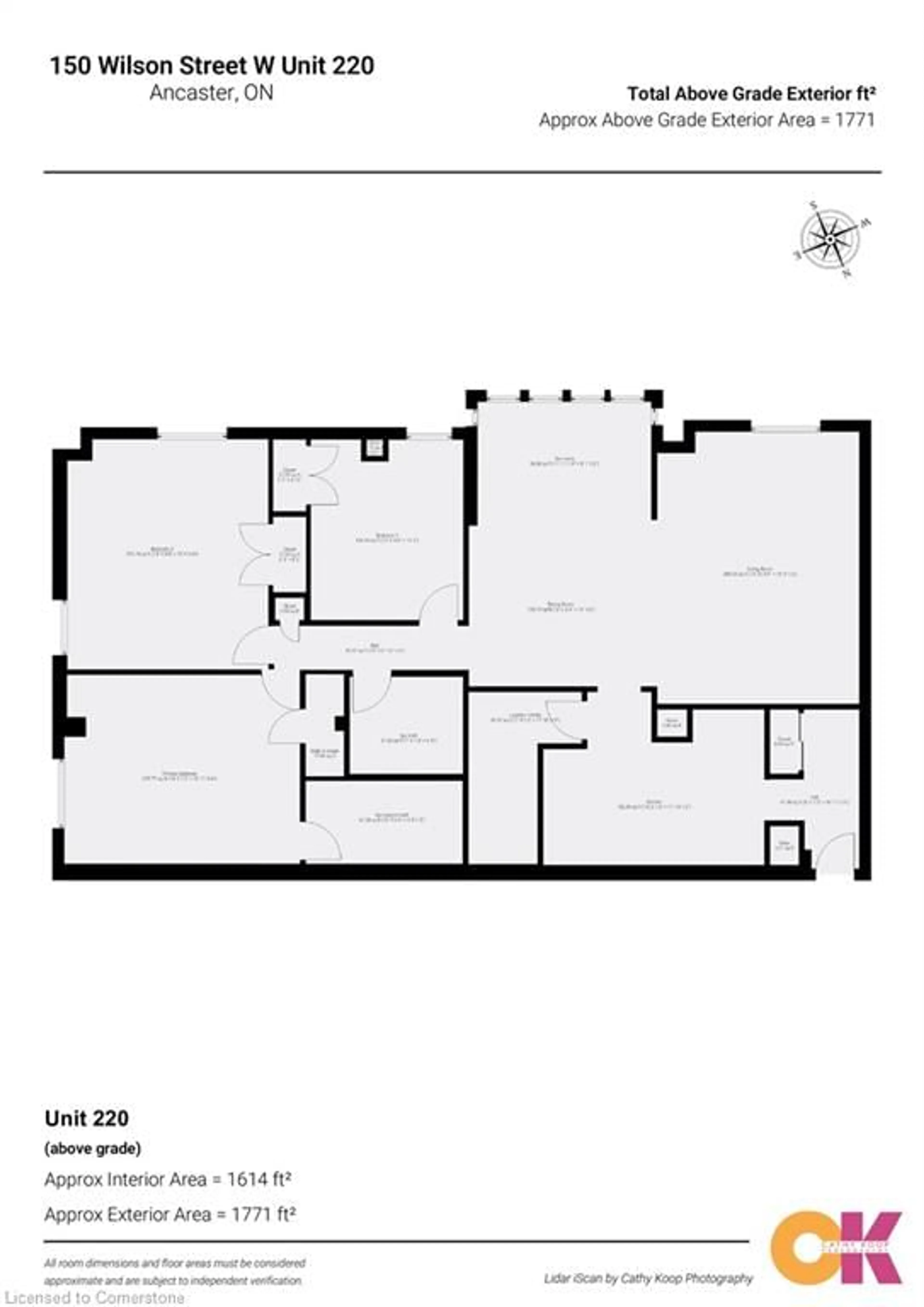 Floor plan for 150 Wilson St #220, Ancaster Ontario L8R 1E2