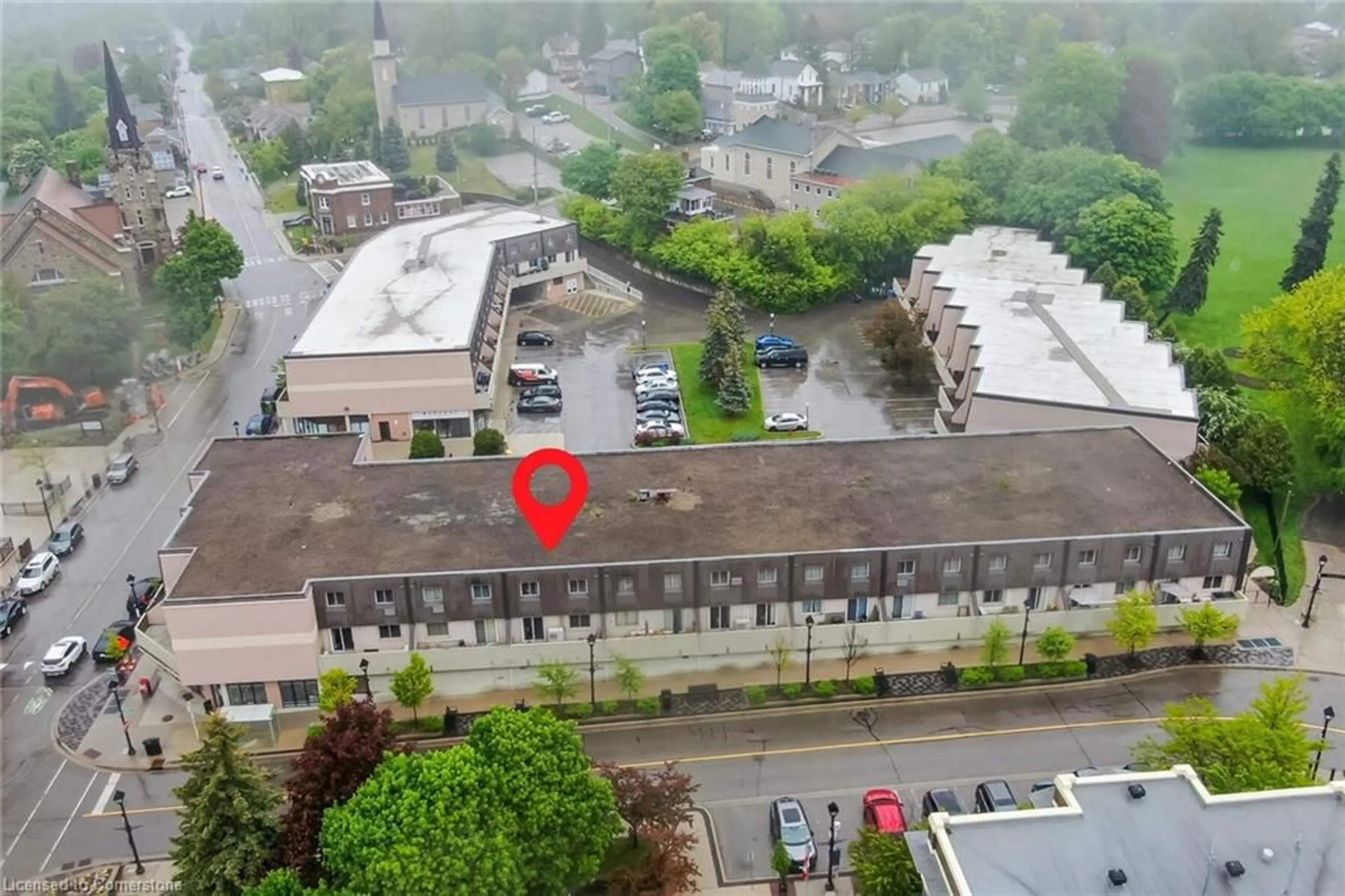 A pic from outside/outdoor area/front of a property/back of a property/a pic from drone, city buildings view from balcony for 42 Tannery St #236, Cambridge Ontario N3C 2B9