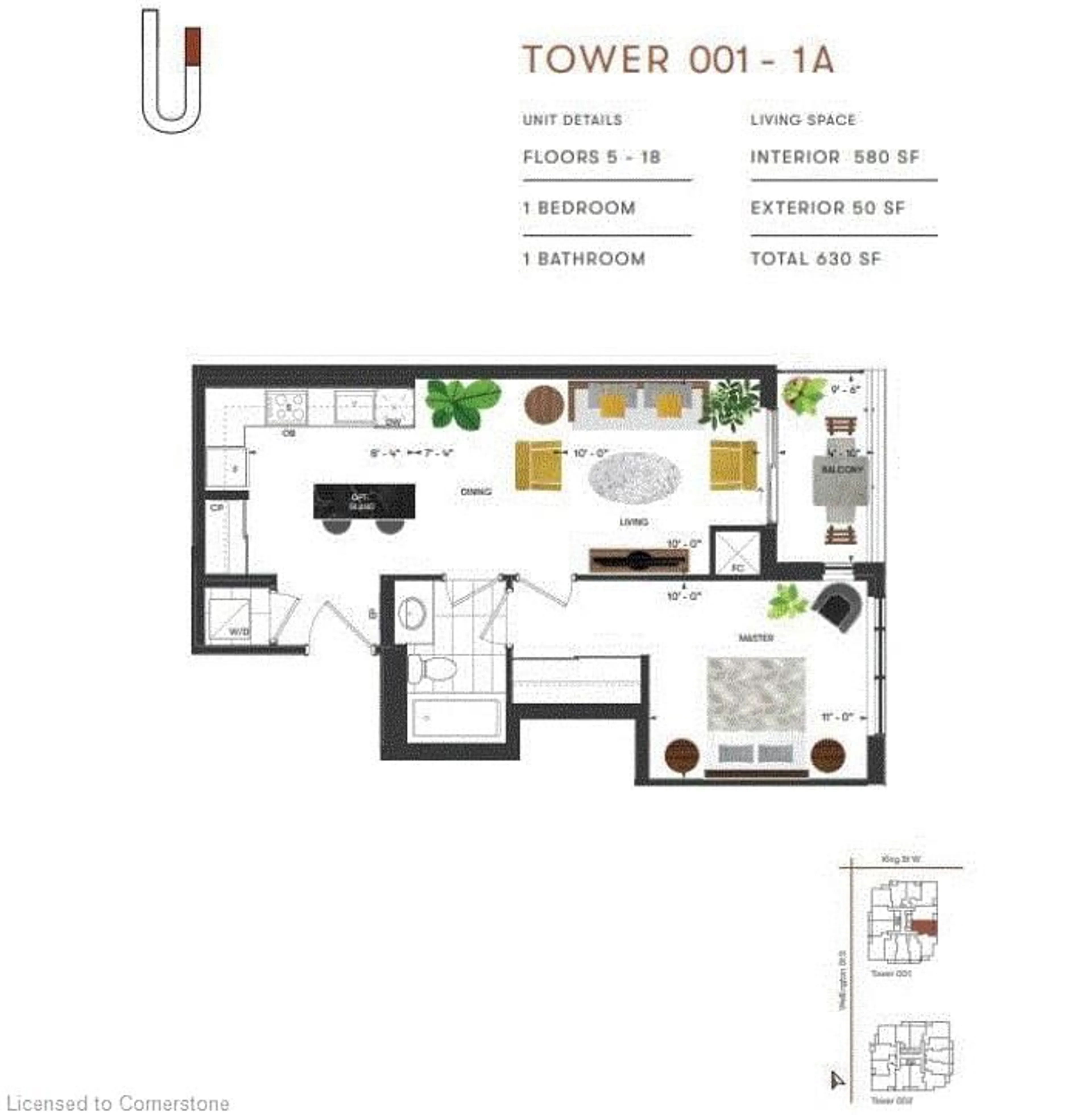 Floor plan for 5 Wellington St #1401, Kitchener Ontario N2G 0E3