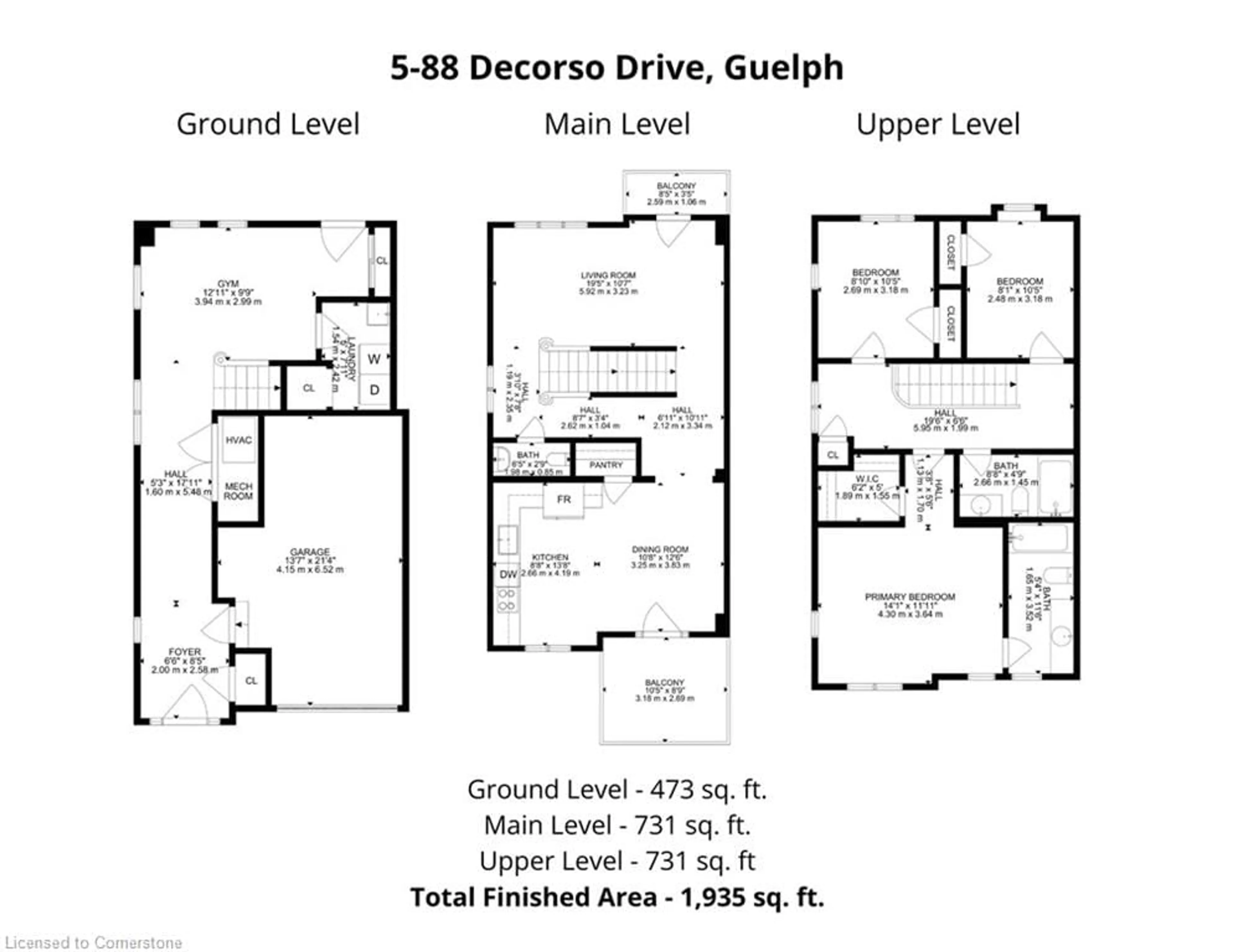 Floor plan for 88 Decorso Drive Dr #5, Guelph Ontario N1L 0A1