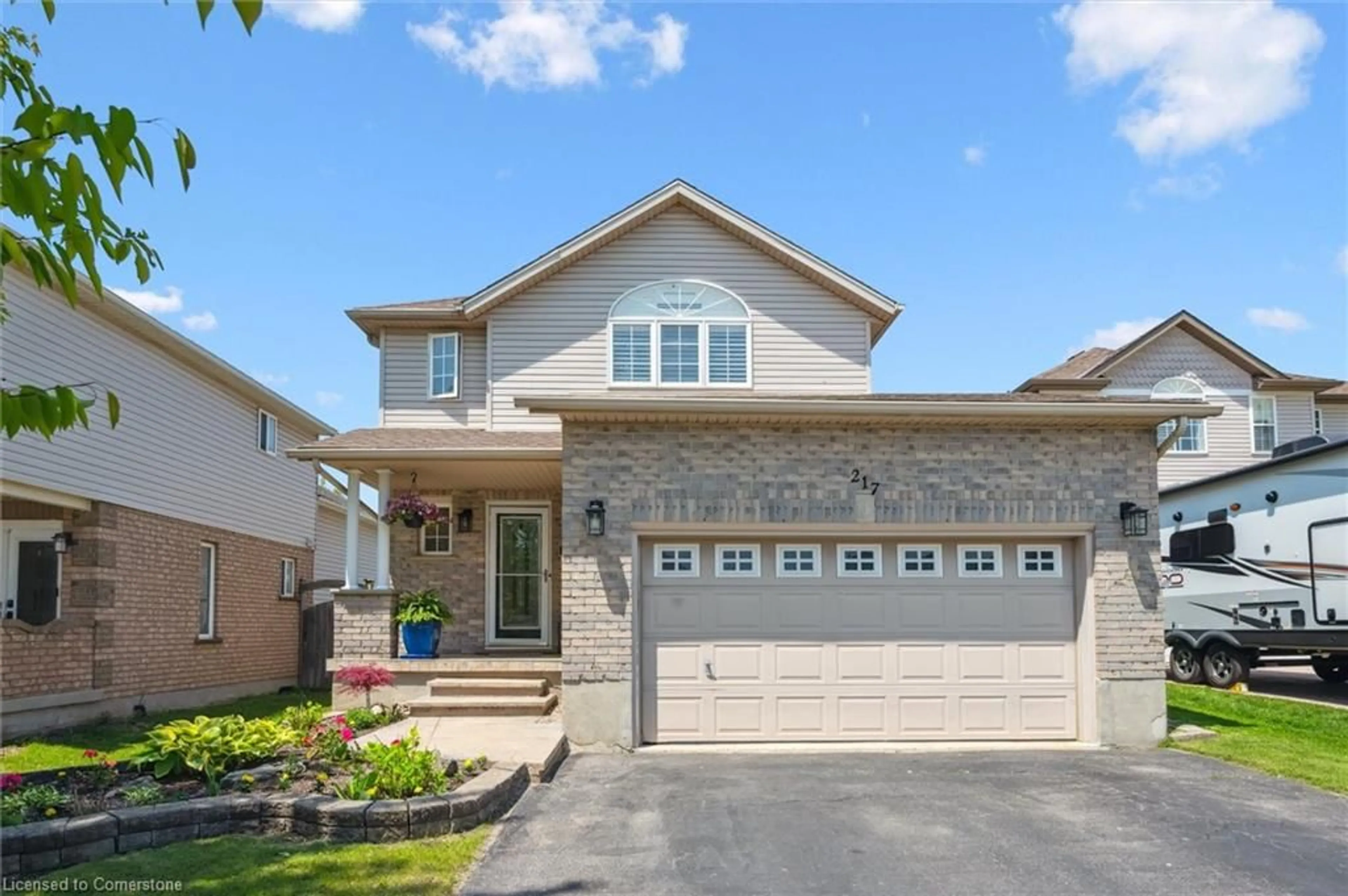 Home with brick exterior material, street for 217 Laurel Springs Crt, Kitchener Ontario N2N 3N8