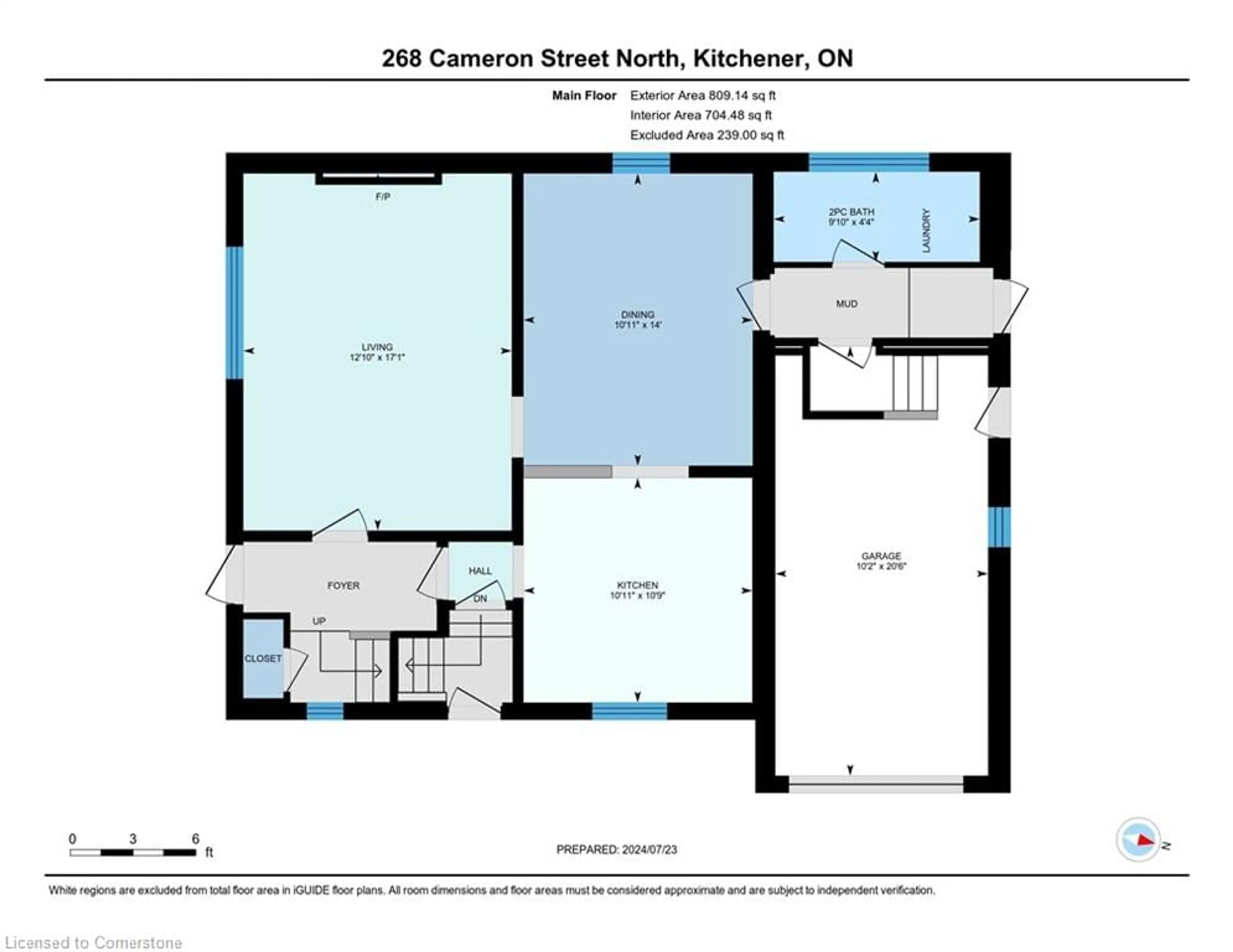 Floor plan for 268 Cameron St, Kitchener Ontario N2H 3B5