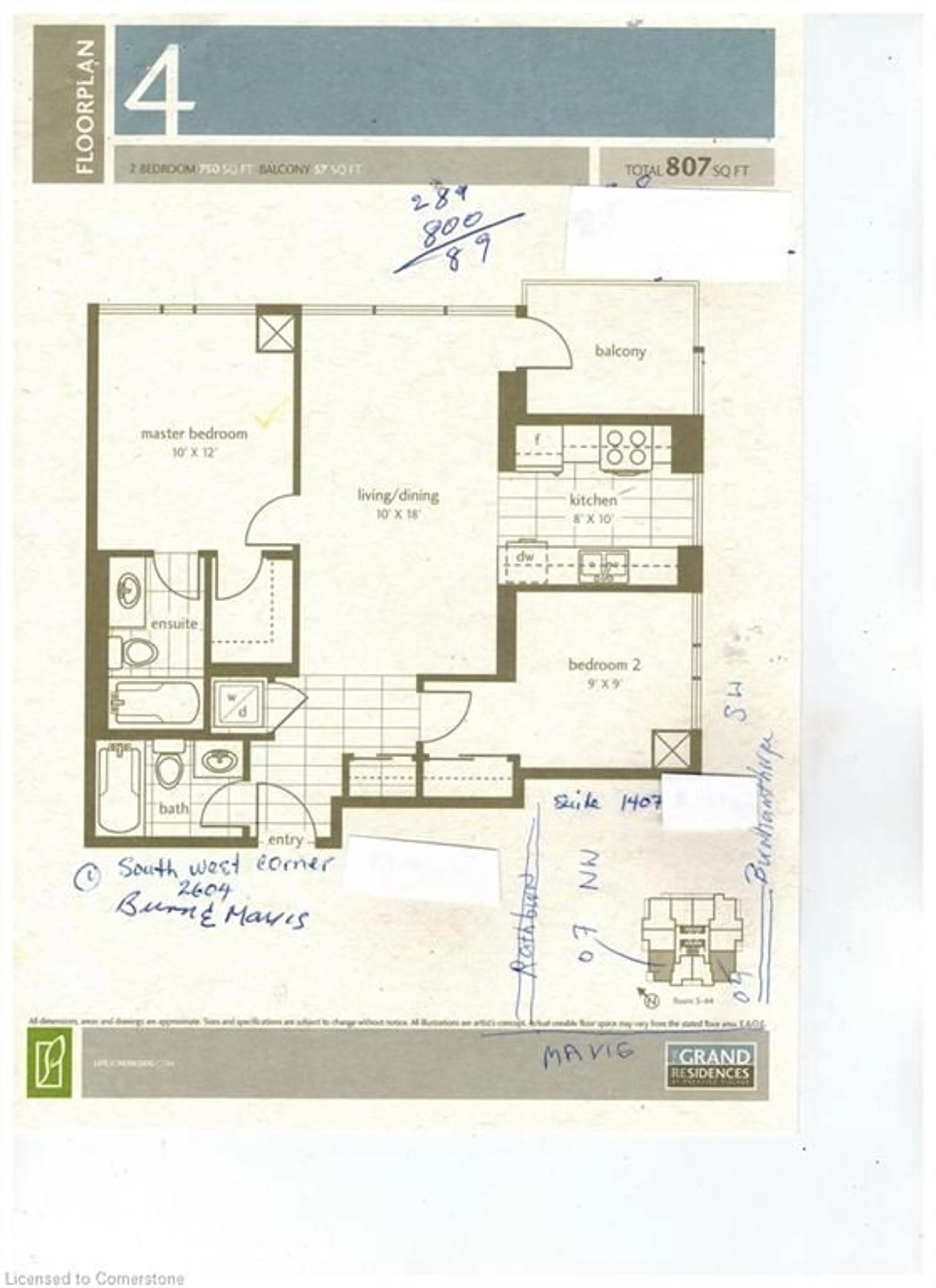 Floor plan for 4070 Confederation Pky #1507, Mississauga Ontario L5B 0E9