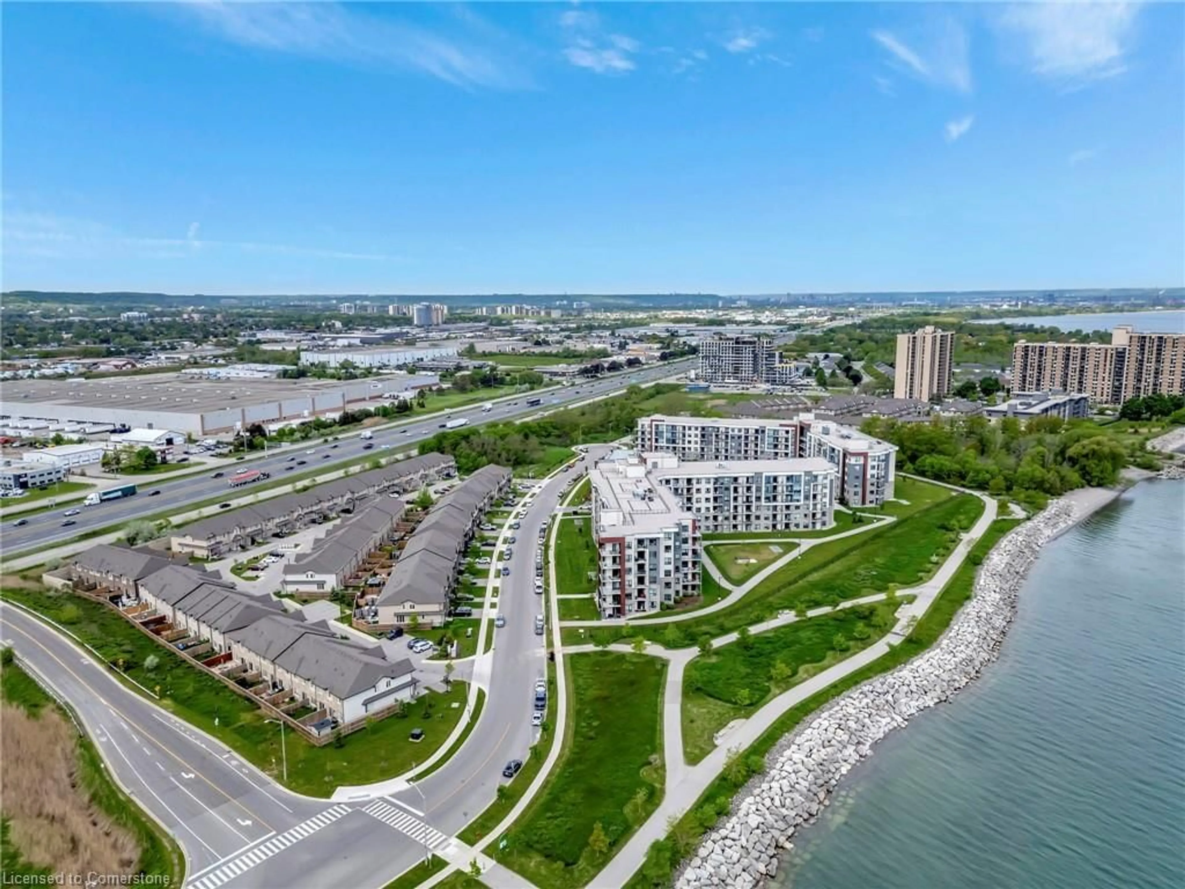 A pic from outside/outdoor area/front of a property/back of a property/a pic from drone, water/lake/river/ocean view for 98 Shoreview Pl #18, Stoney Creek Ontario L8E 0J4