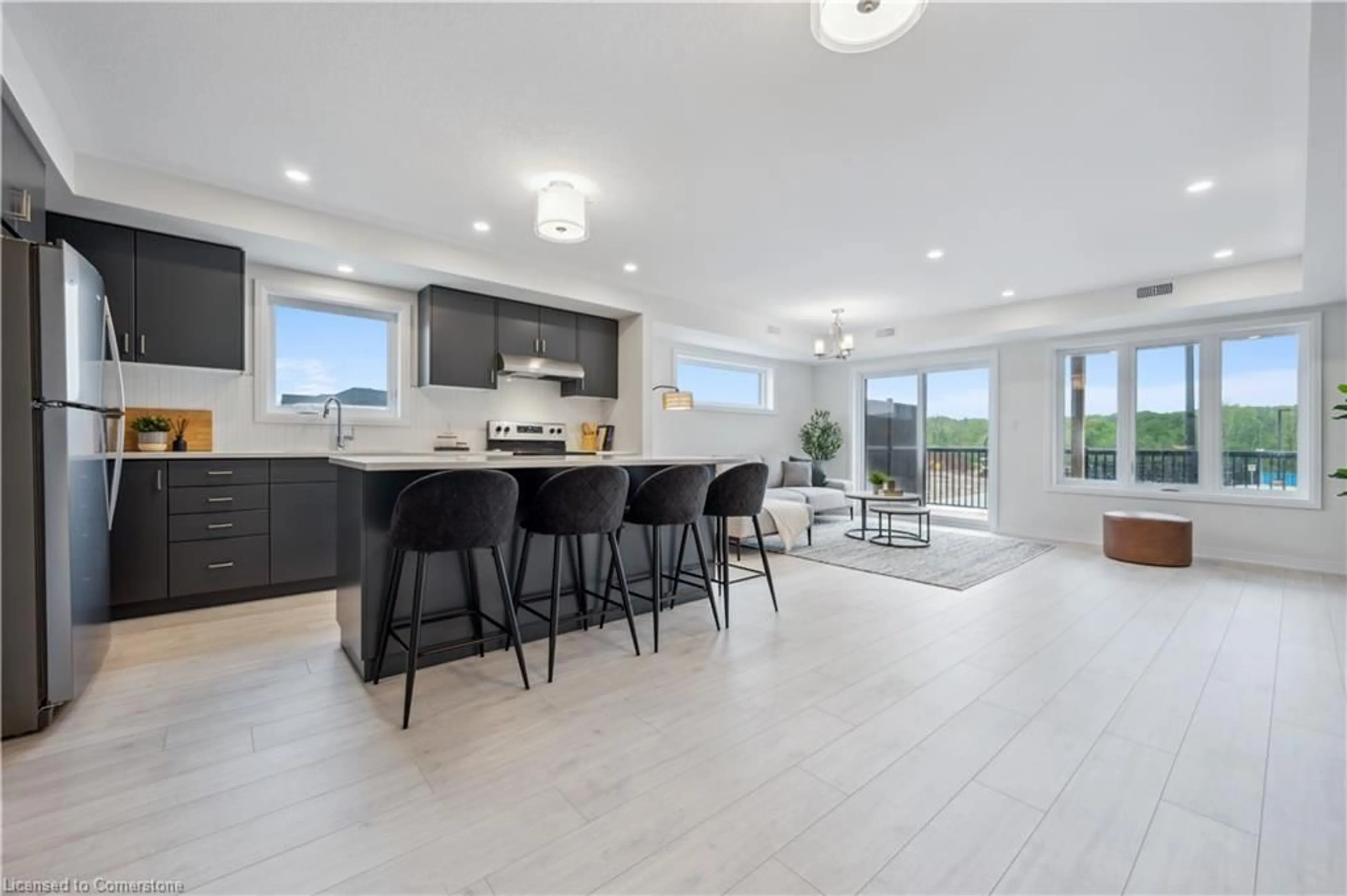 Open concept kitchen, ceramic/tile floor for 15 Stauffer Woods Trail #A01, Waterloo Ontario N2P 2P4