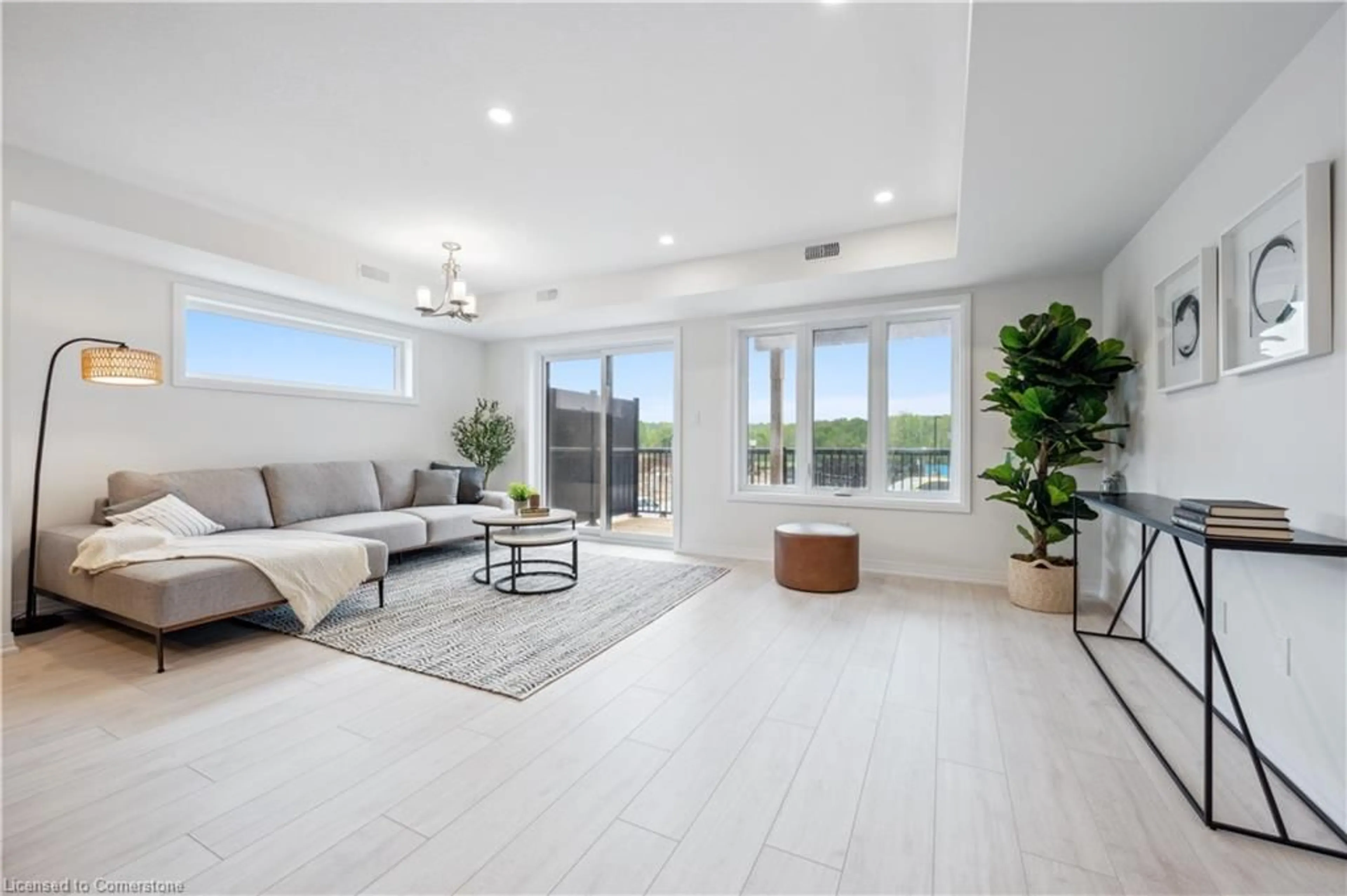 Living room with furniture, ceramic/tile floor for 15 Stauffer Woods Trail #A01, Waterloo Ontario N2P 2P4