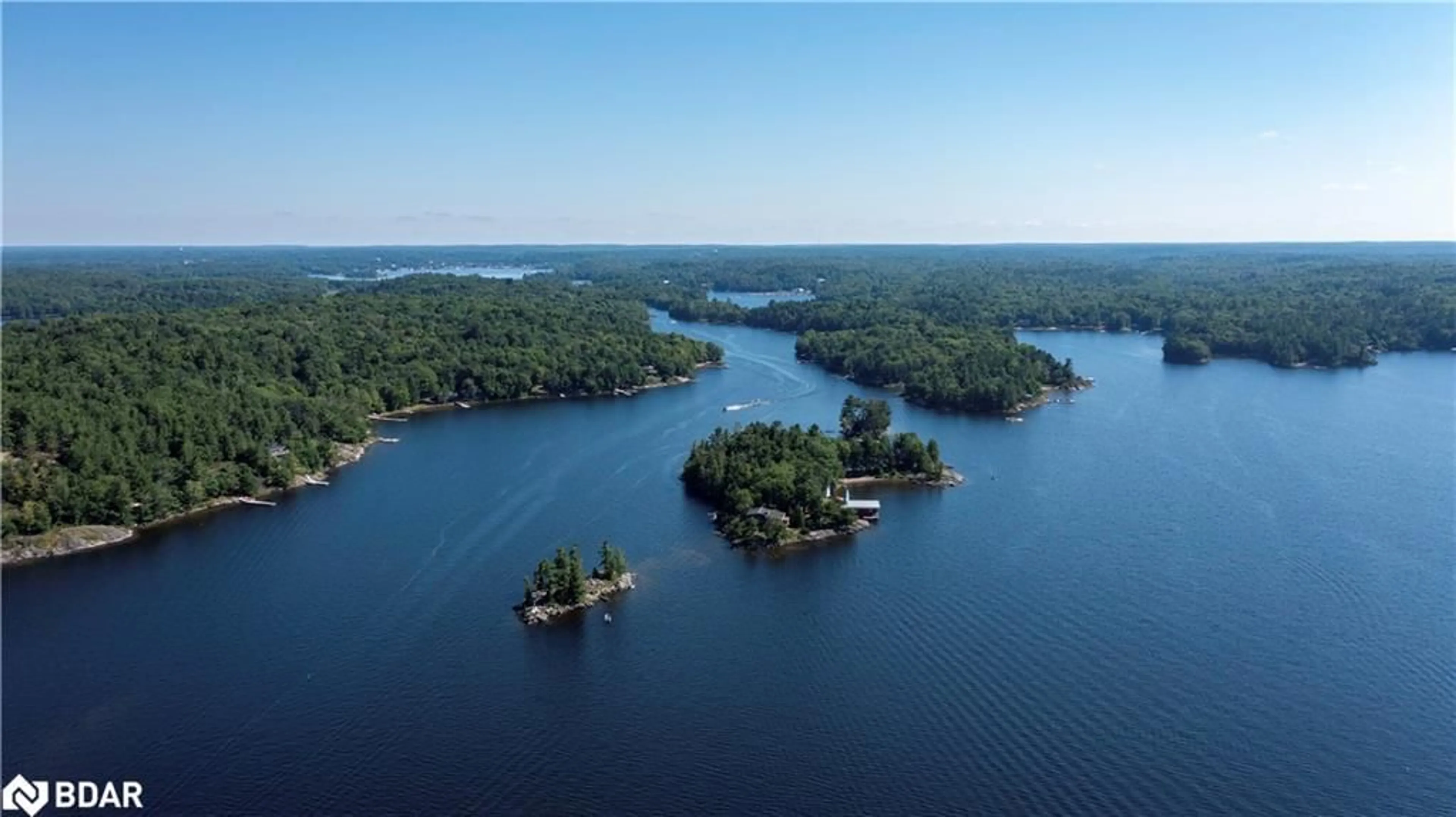 A pic from outside/outdoor area/front of a property/back of a property/a pic from drone, water/lake/river/ocean view for B 721 Galt Island, ARCHIPELAGO Ontario P2A 2X4