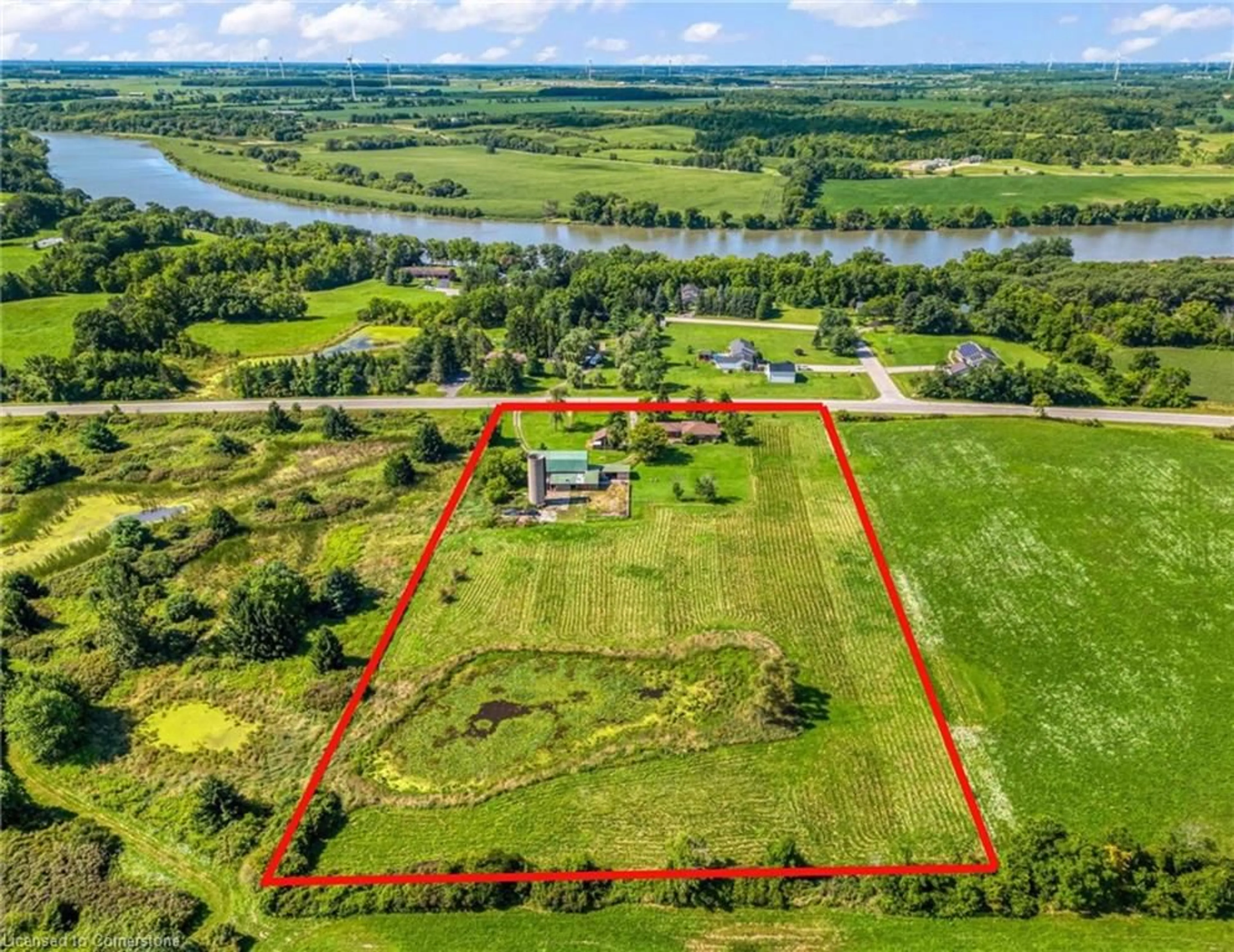 A pic from outside/outdoor area/front of a property/back of a property/a pic from drone, water/lake/river/ocean view for 2184 Haldimand 17 Rd, Cayuga Ontario N0A 1E0