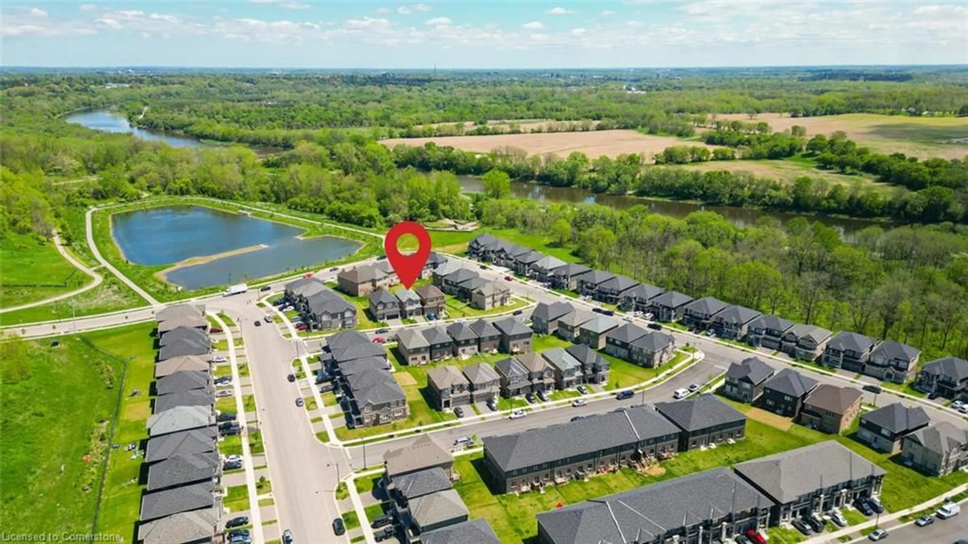 A pic from outside/outdoor area/front of a property/back of a property/a pic from drone, water/lake/river/ocean view for 4 Tarrison St, Brantford Ontario N3V 0B1