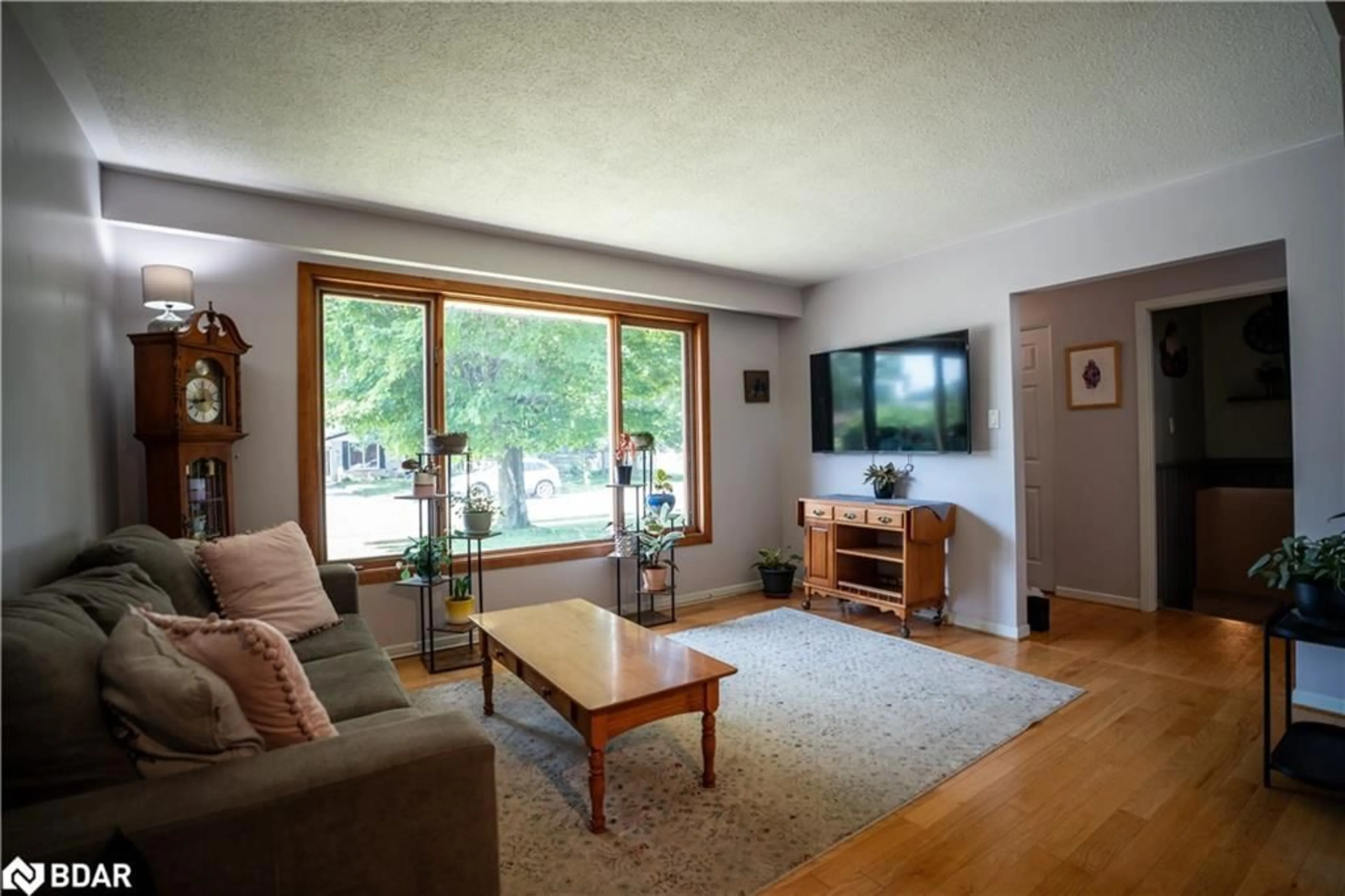 Living room with furniture, wood/laminate floor for 11 Ritchie Cres Cres, Elmvale Ontario L9X 0P4