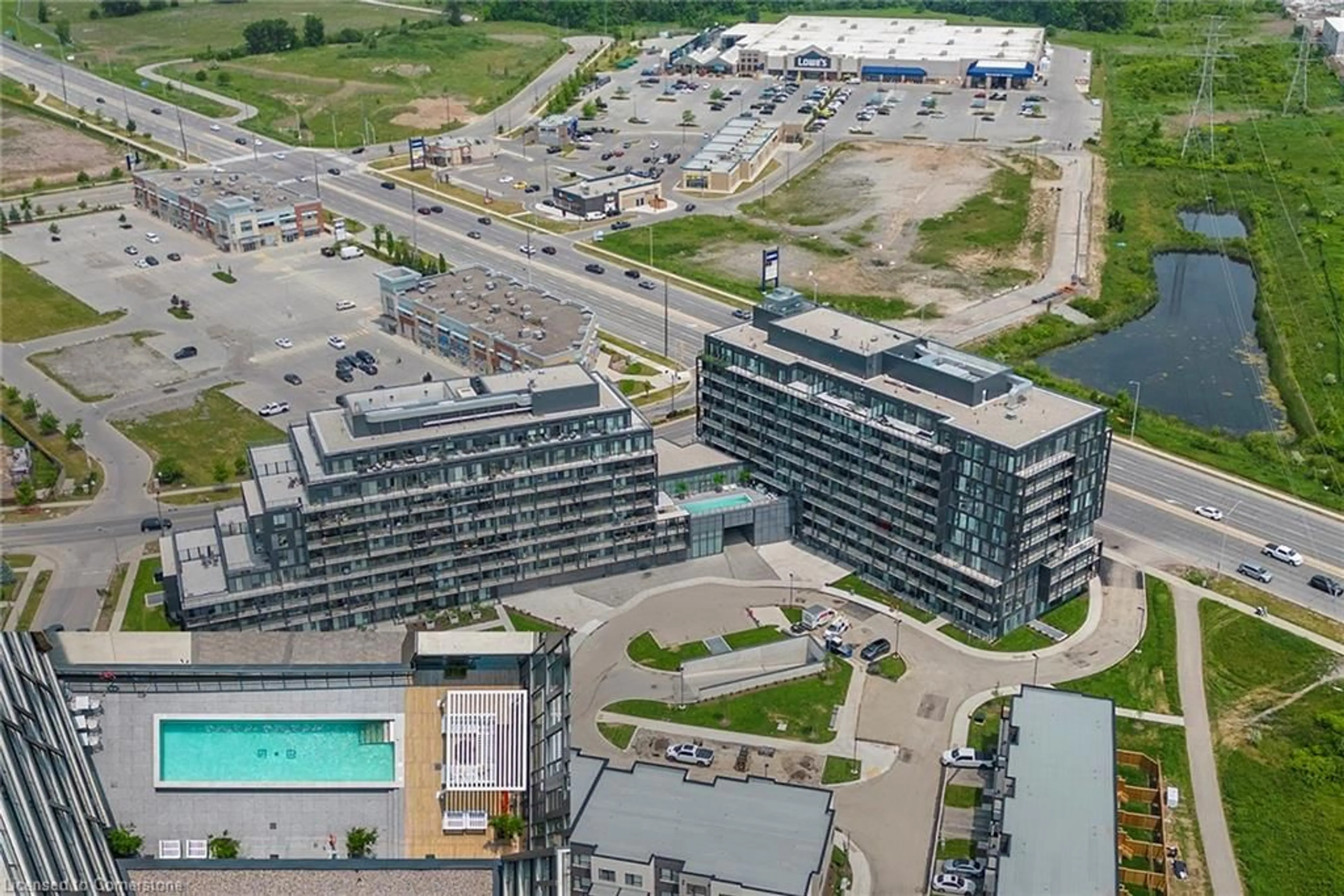 A pic from outside/outdoor area/front of a property/back of a property/a pic from drone, building for 3200 Dakota Common #B615, Burlington Ontario L7M 2A7