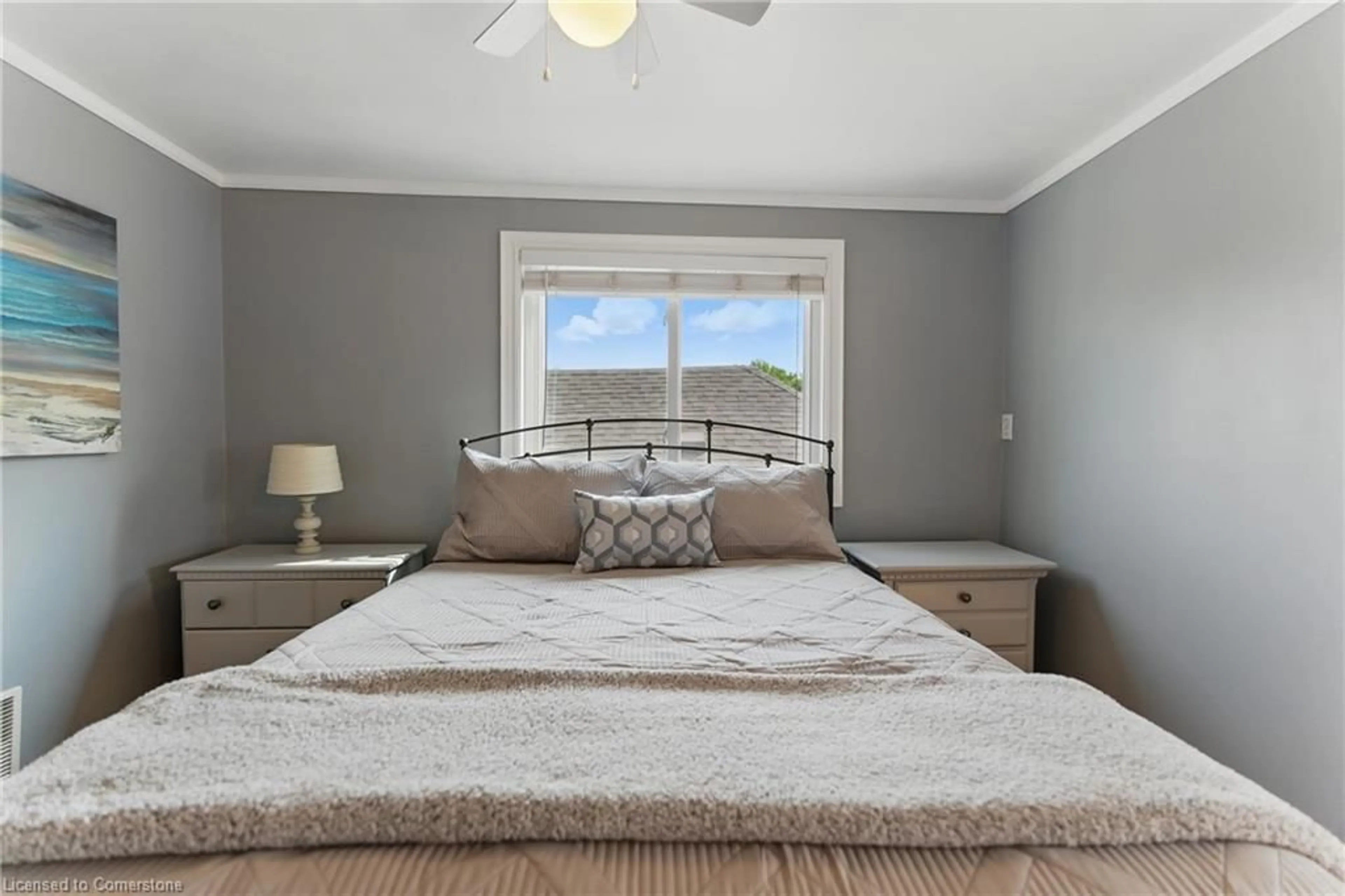 Bedroom with bed, wood/laminate floor for 83 Houghton Ave, Hamilton Ontario L8H 4L3