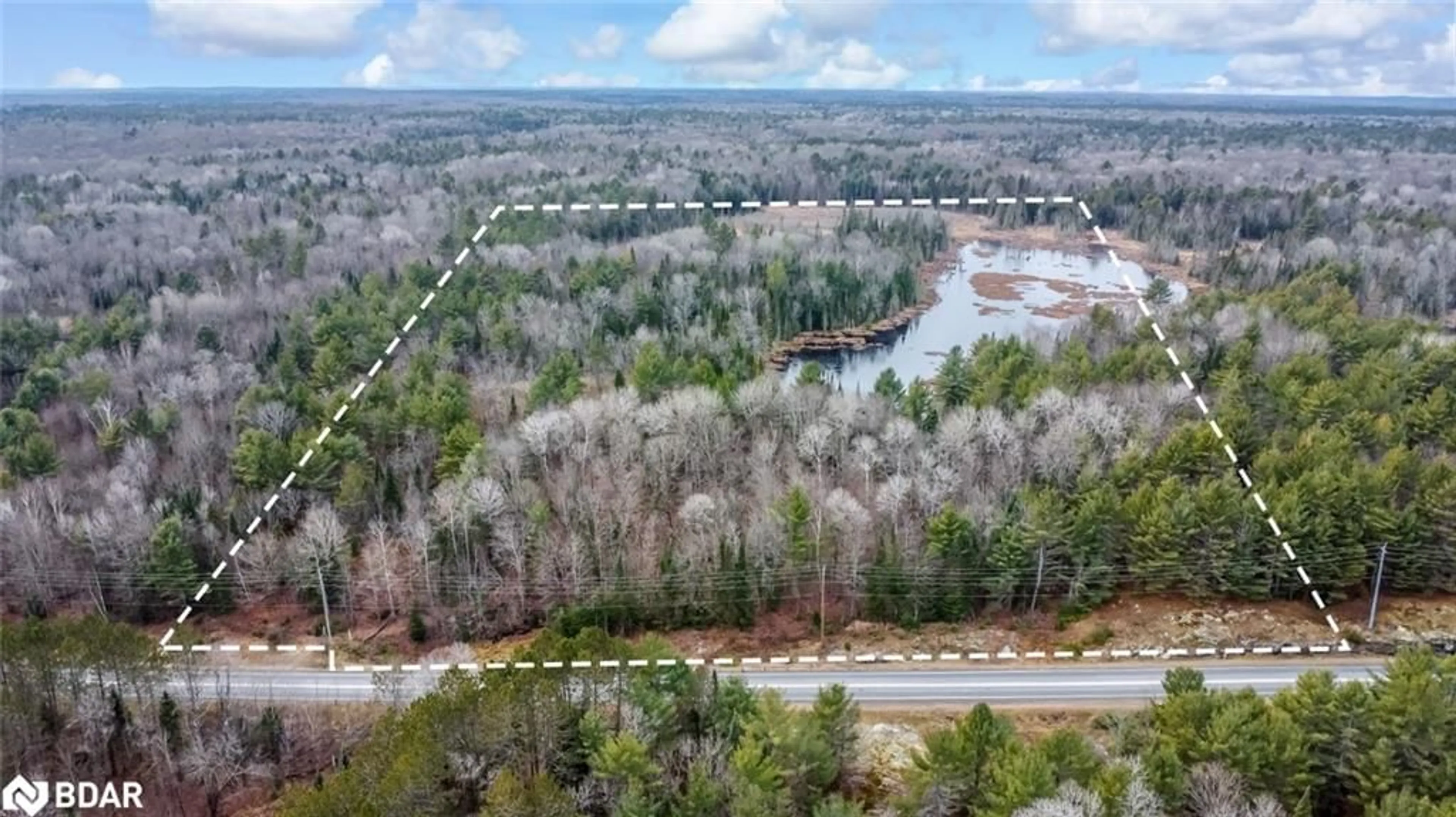 A pic from outside/outdoor area/front of a property/back of a property/a pic from drone, water/lake/river/ocean view for 0 County Road 121, Minden Ontario K0M 2A1