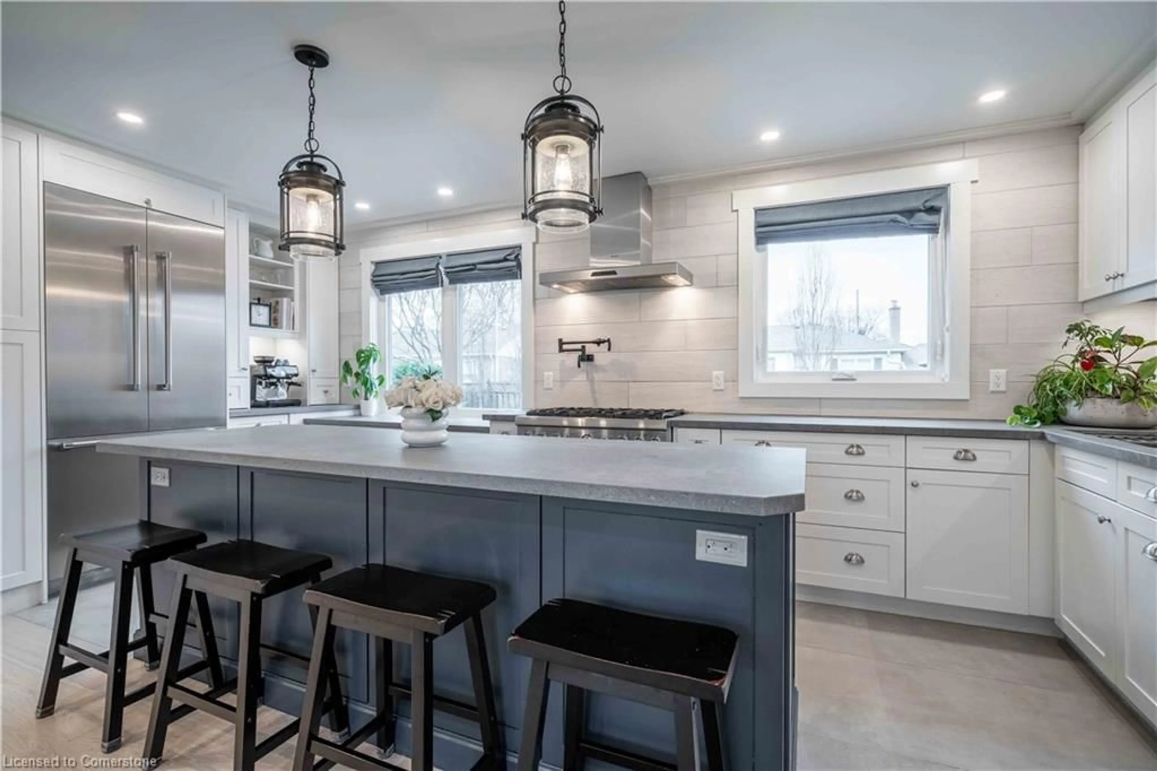 Open concept kitchen, ceramic/tile floor for 56 Oakley Crt, Ancaster Ontario L9G 1T5