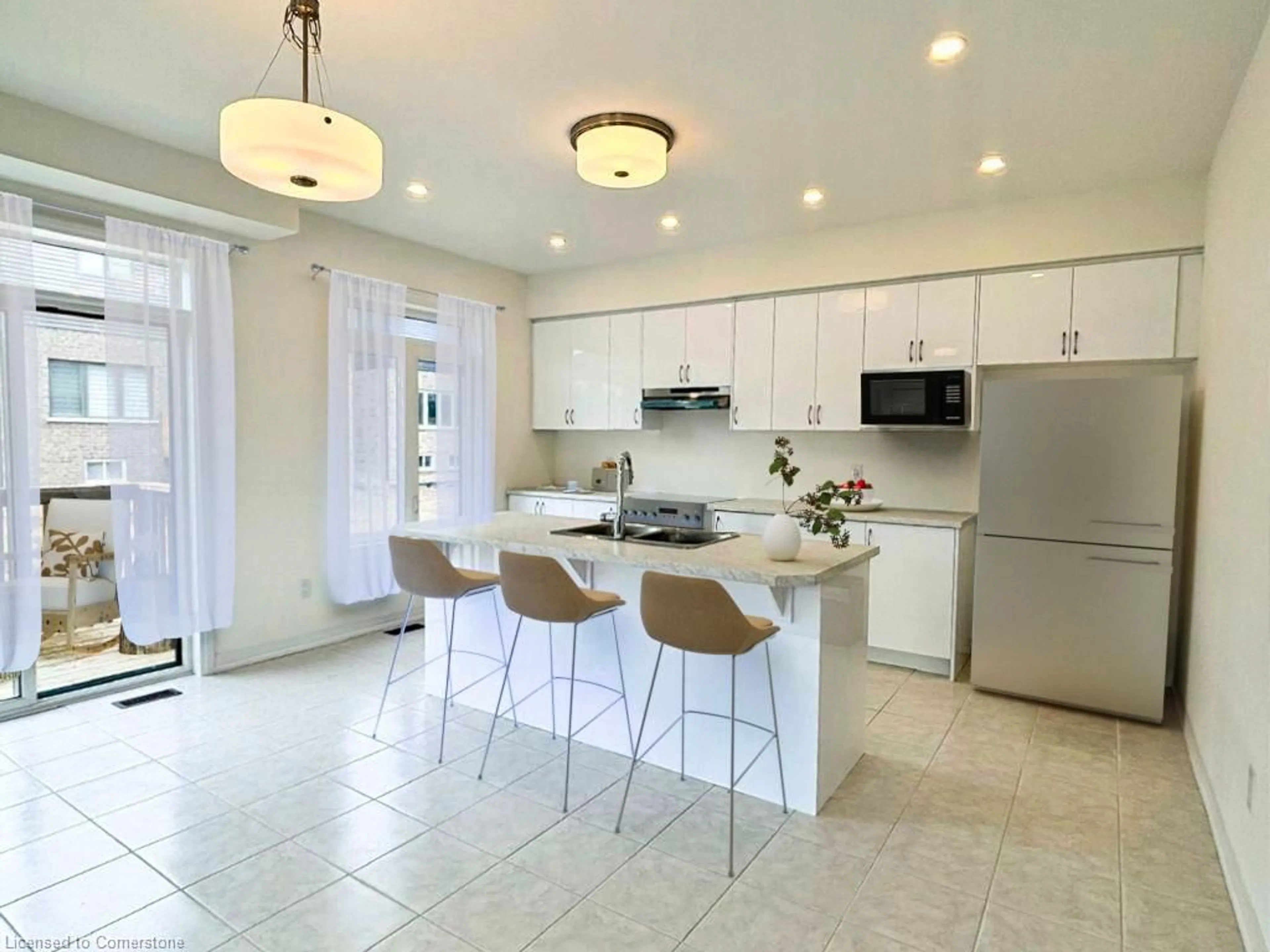 Open concept kitchen, ceramic/tile floor for 95 Hitchman St, Paris Ontario N3L 0M1