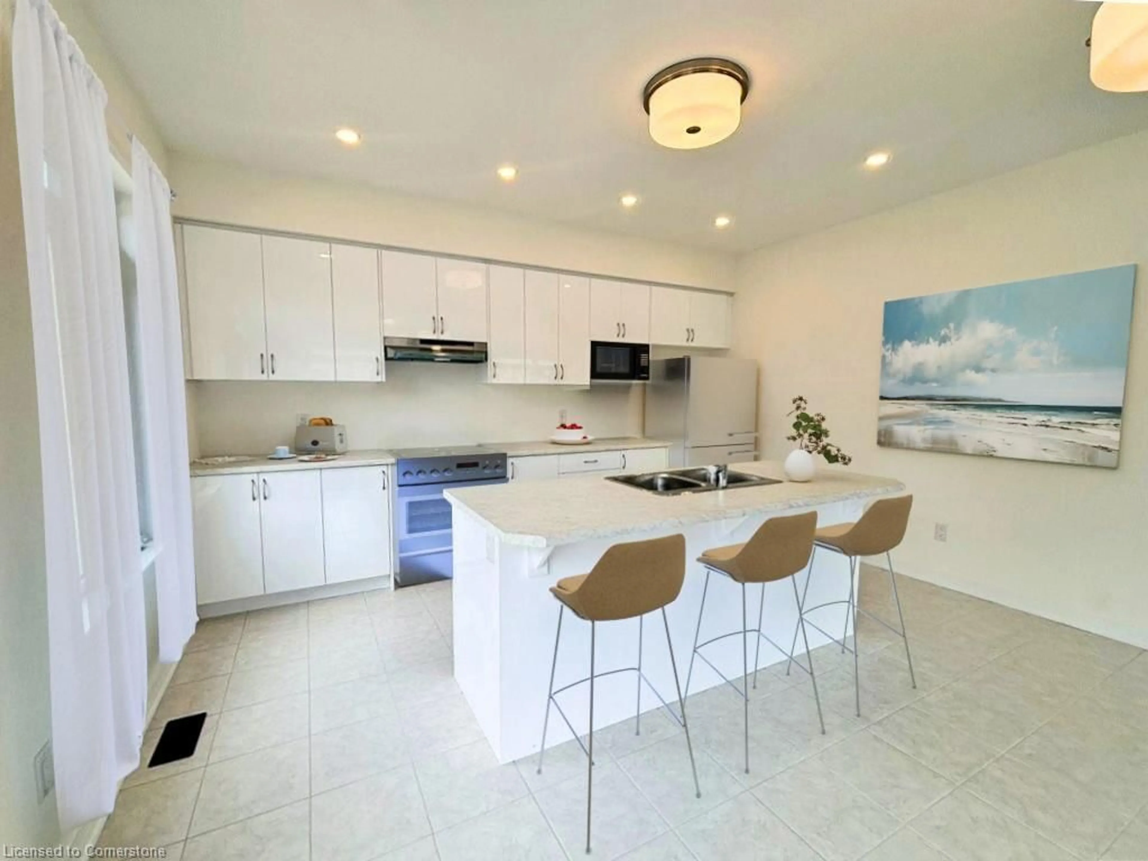 Open concept kitchen, ceramic/tile floor for 95 Hitchman St, Paris Ontario N3L 0M1
