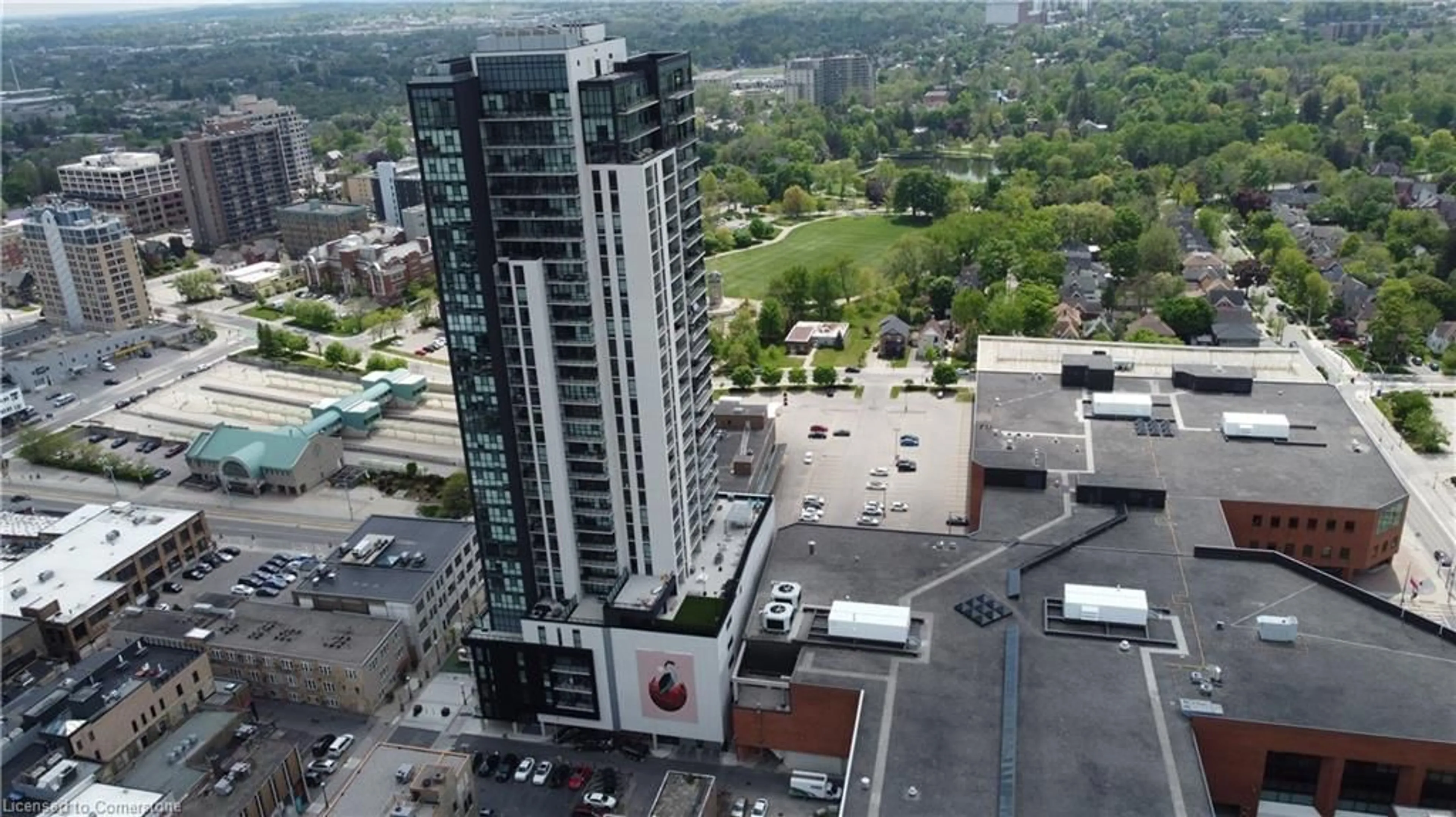 A pic from outside/outdoor area/front of a property/back of a property/a pic from drone, building for 60 Charles St #1601, Kitchener Ontario N2G 0C9
