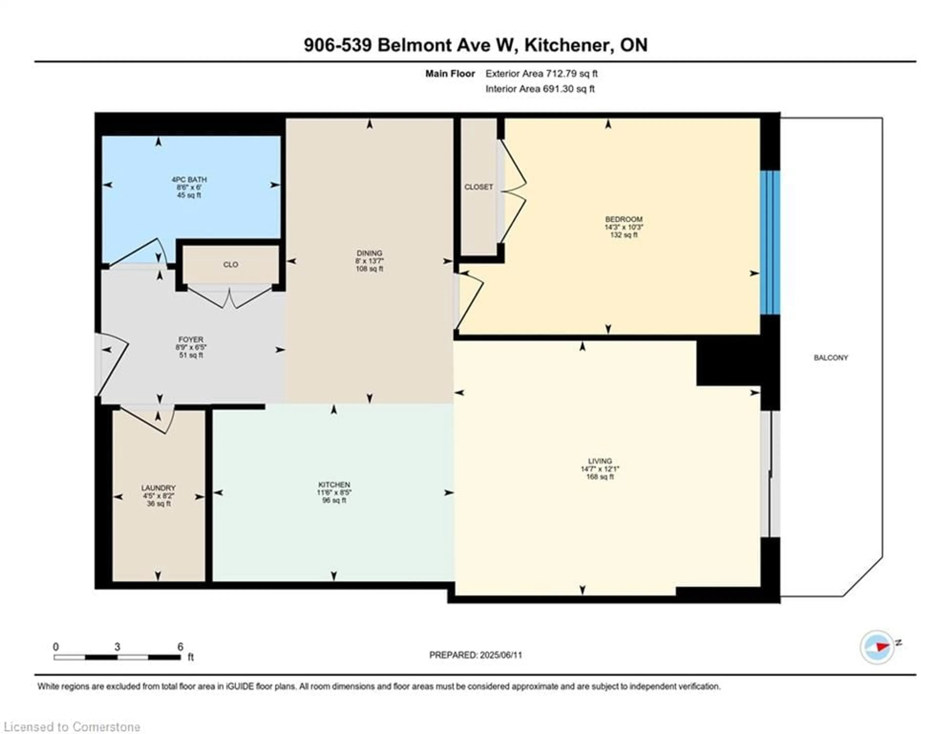 Floor plan for 539 Belmont Ave #906, Kitchener Ontario N2M 0A2